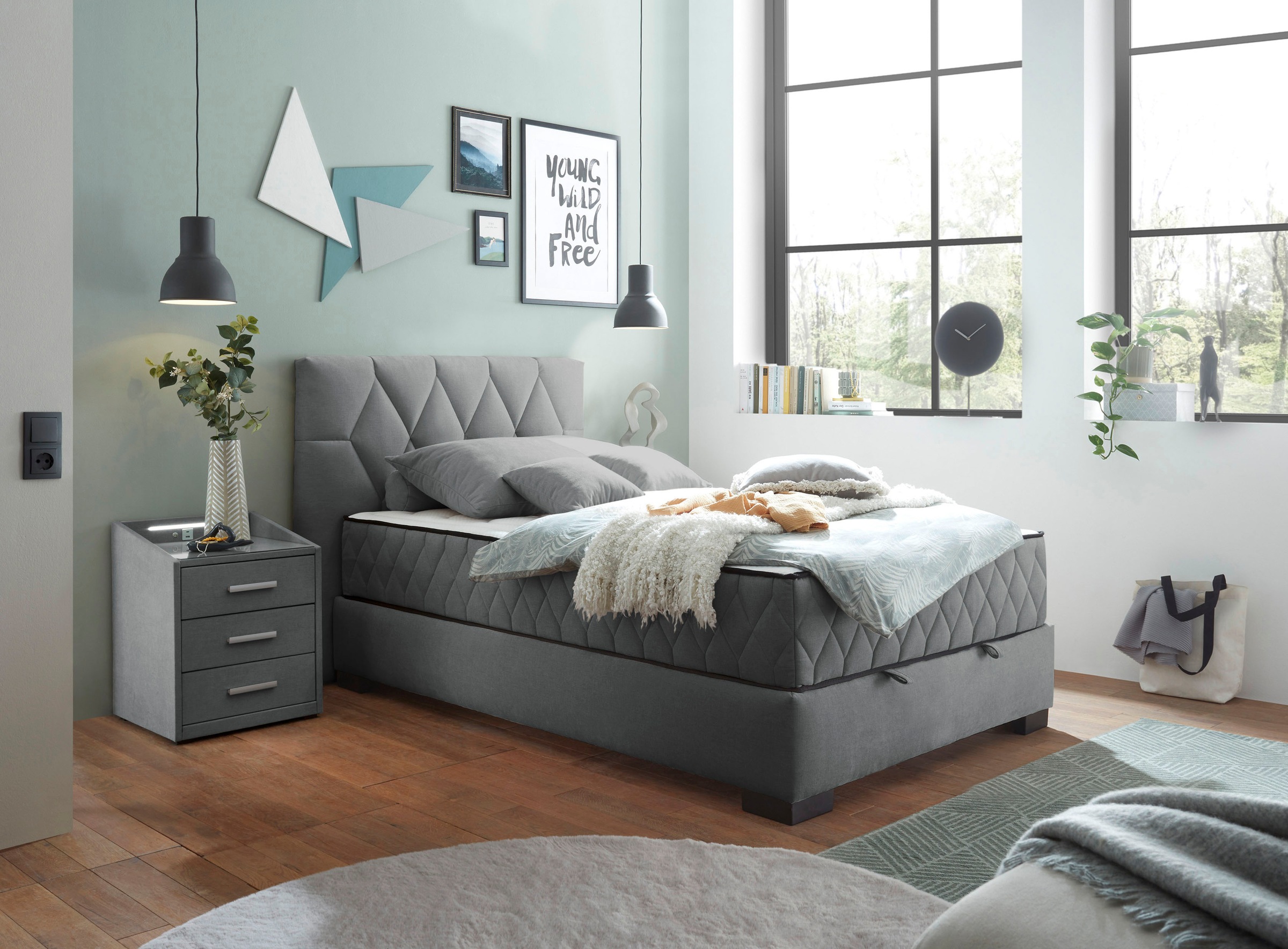 ED EXCITING DESIGN Lit de boxe »Nagol« avec coffre de lit, avec matelas réversible, disponible en différentes largeurs