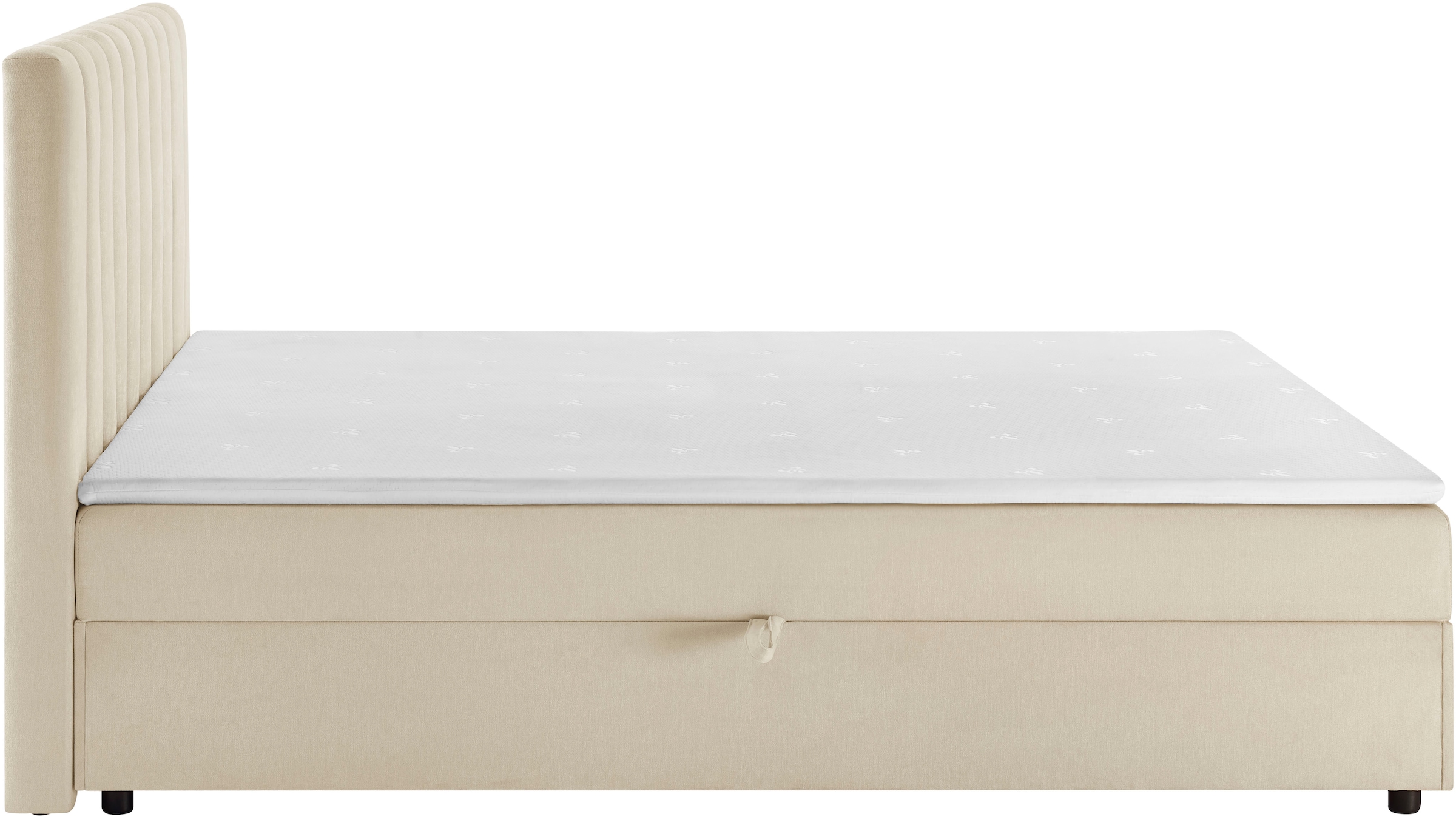 GOODproduct Lit de boxe »HAILEYY, Polsterbett mit Bettkasten, inkl. Taschenfederkernmatratze H3« avec surmatelas en mousse froide, housse en chenille, 140x200 & 180x200 cm