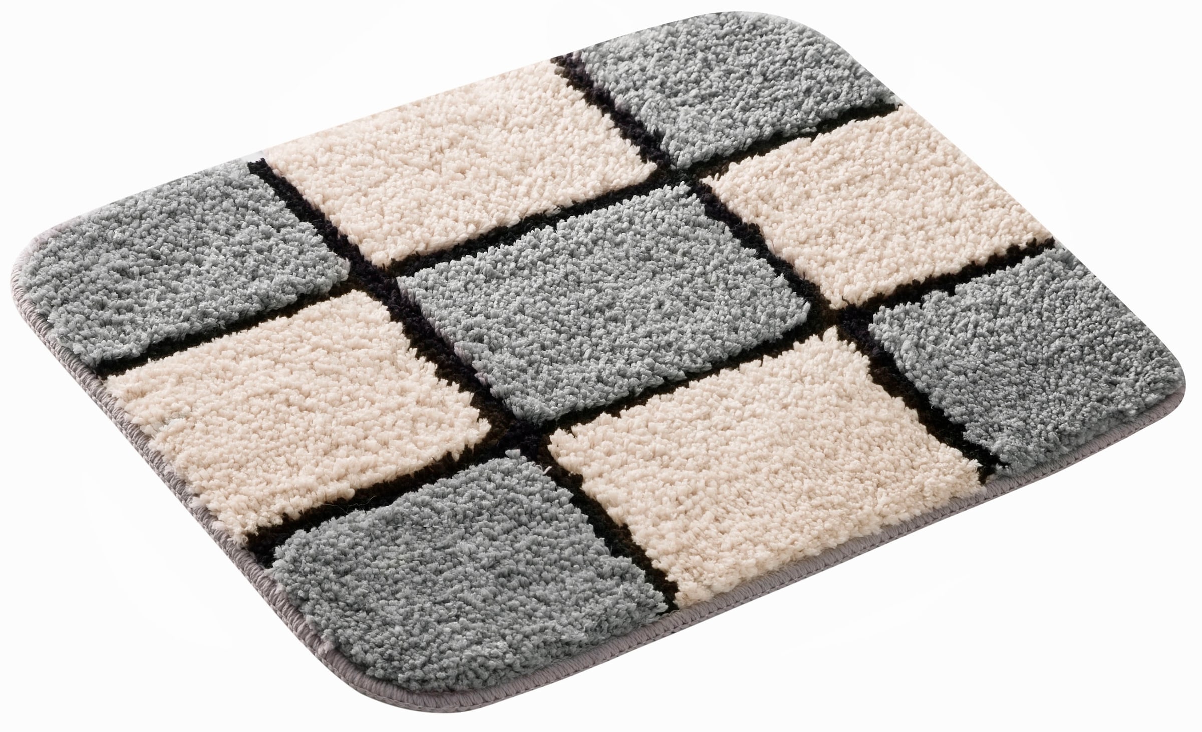 my home Badematte »Melli« Höhe 16 mm rutschhemmend beschichtet fussbodenheizungsgeeignet Badteppich, mit Muster, karierte Badematte