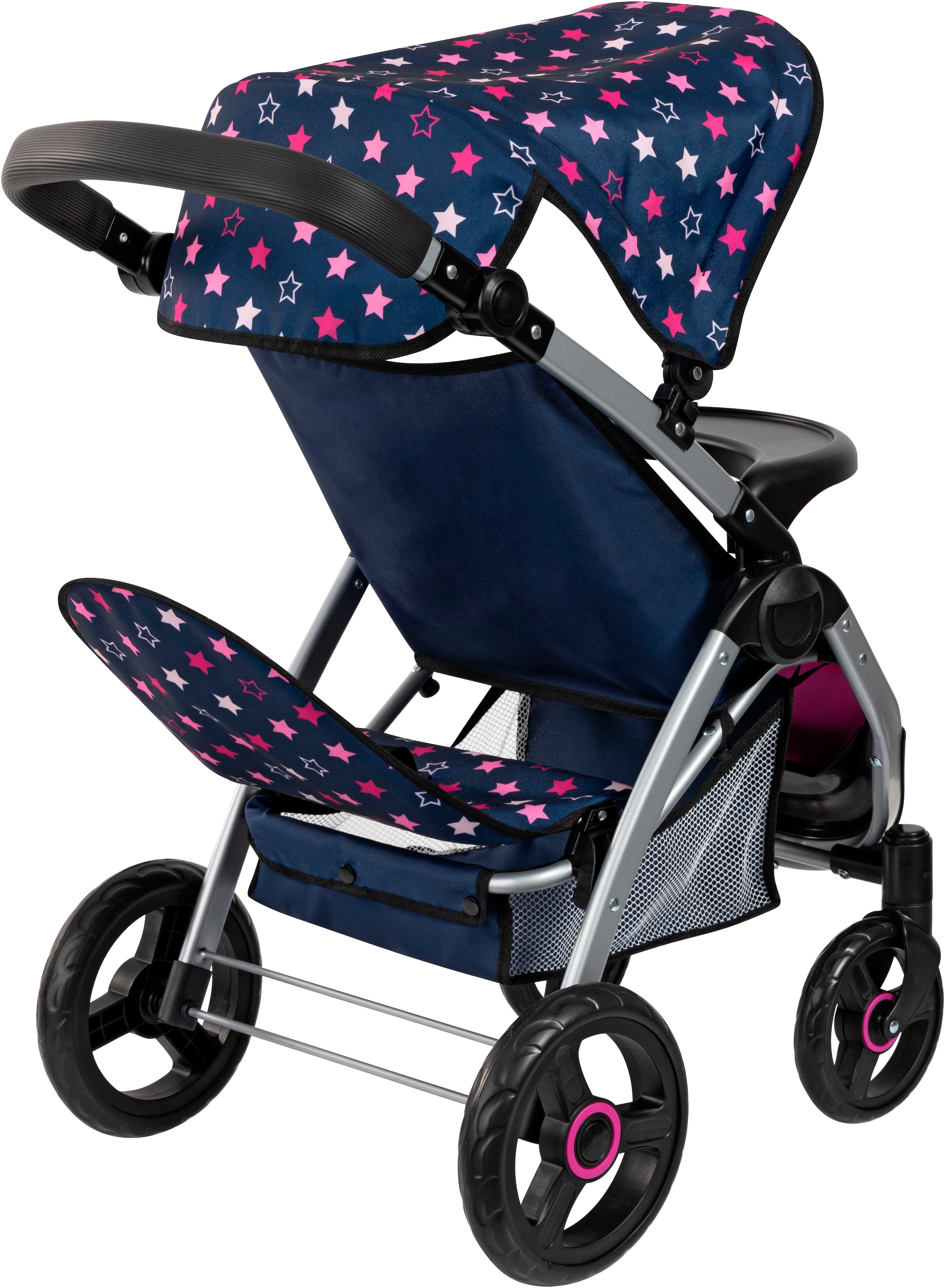 Bayer Poussette jumelle pour poupée »Twin Star, blau/pink« mit Wickeltasche