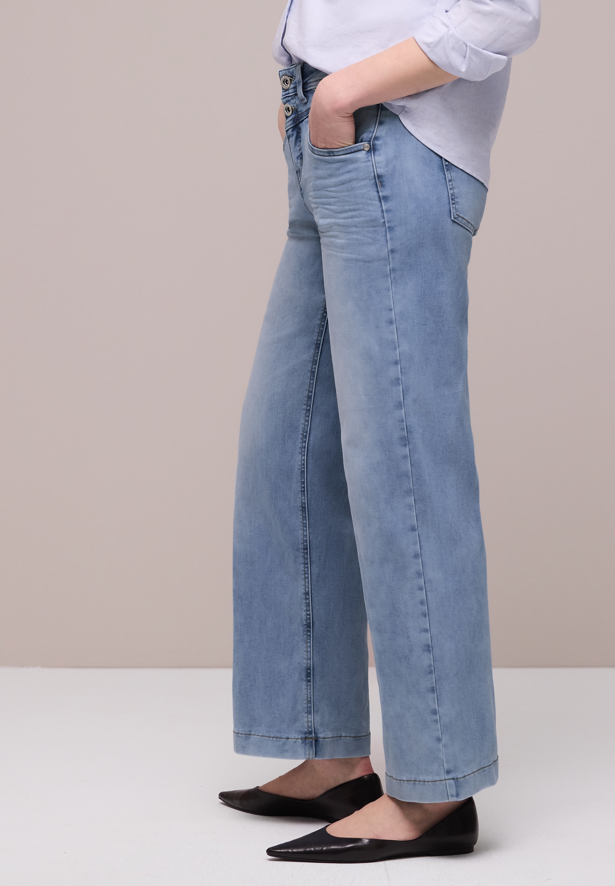 STREET ONE Jeans taille haute »Style Emee« mit weitem Bein und Viskose mit Stretch