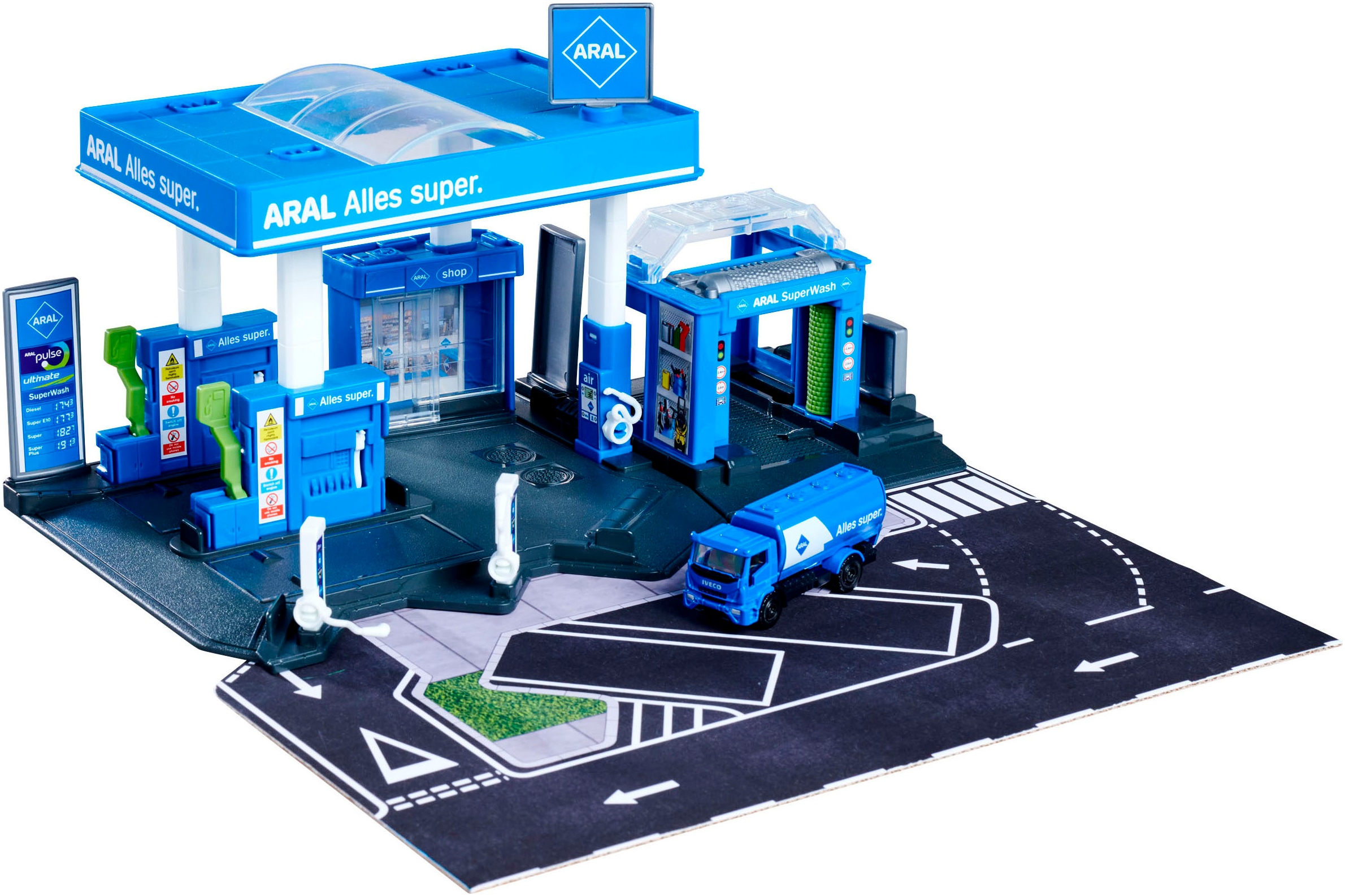 majORETTE Bâtiment de jeu »Petrol Station Aral« inklusive 1 Fahrzeug