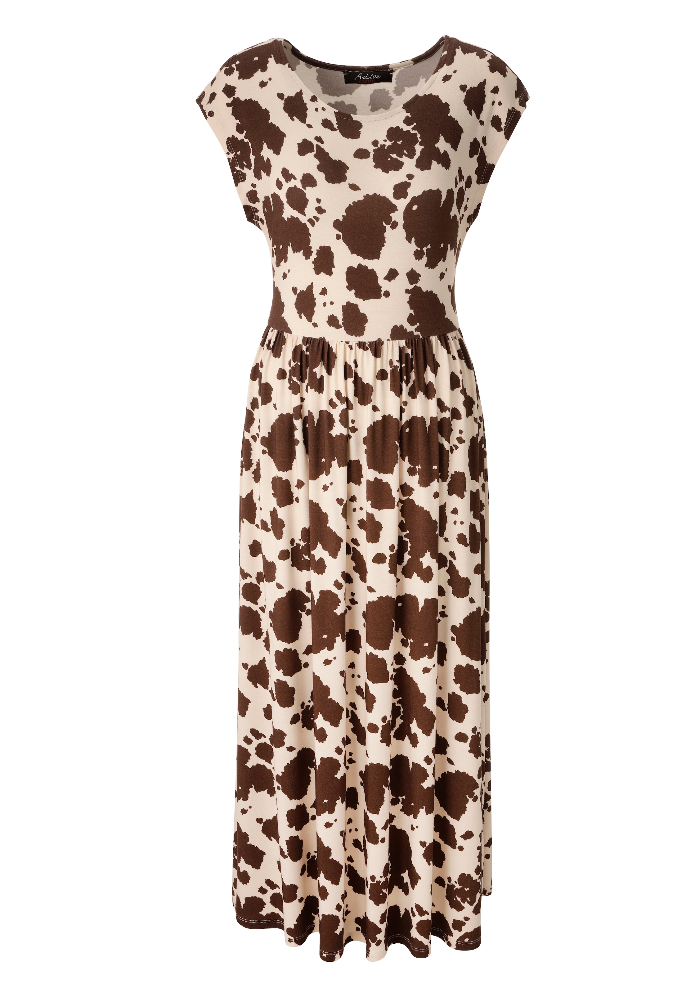 Aniston CASUAL Robe d'été mit topaktuellen Kuh-Flecken - jedes Teil ein Unikat - NEUE KOLLEKTION