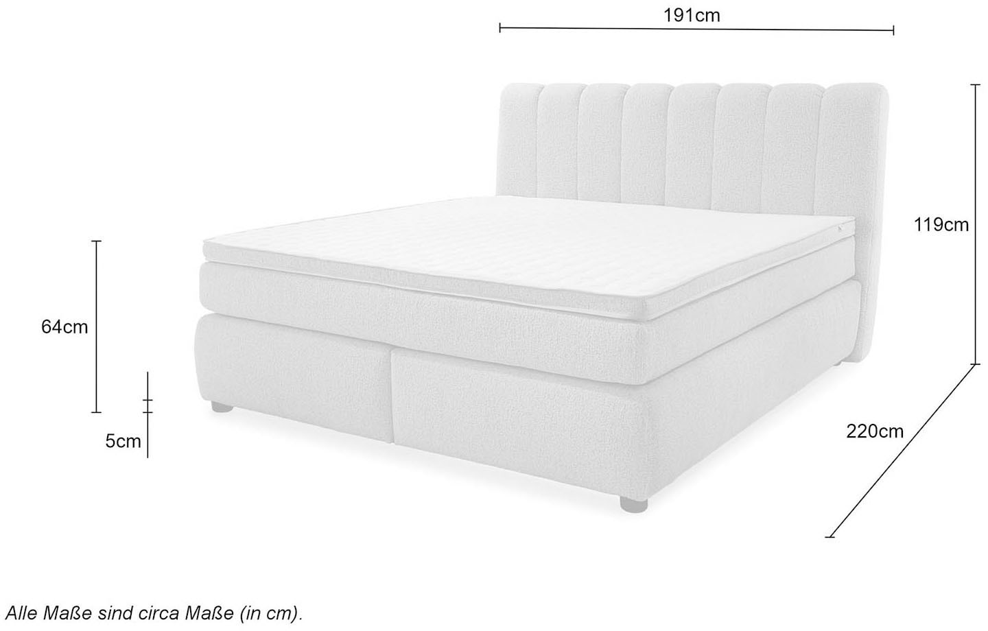 Jockenhöfer Gruppe Lit boxspring »Tilda, wahlweise mit oder ohne Bettkasten« incluant matelas TTFK 7 zones, surmatelas en mousse froide, 180x200cm