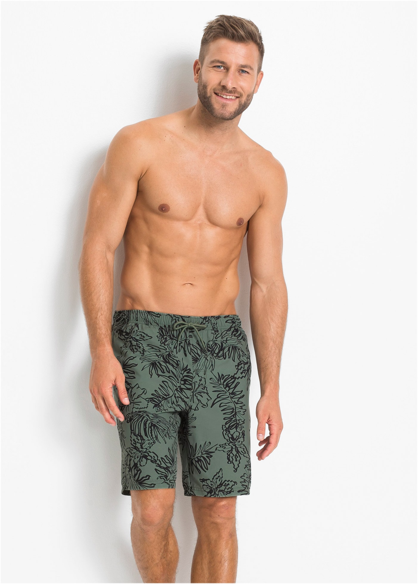 bonprix Short de bain »Badeshorts Herren« mit Innenslip und Münztasche aus Netzware, bedrucktes Design