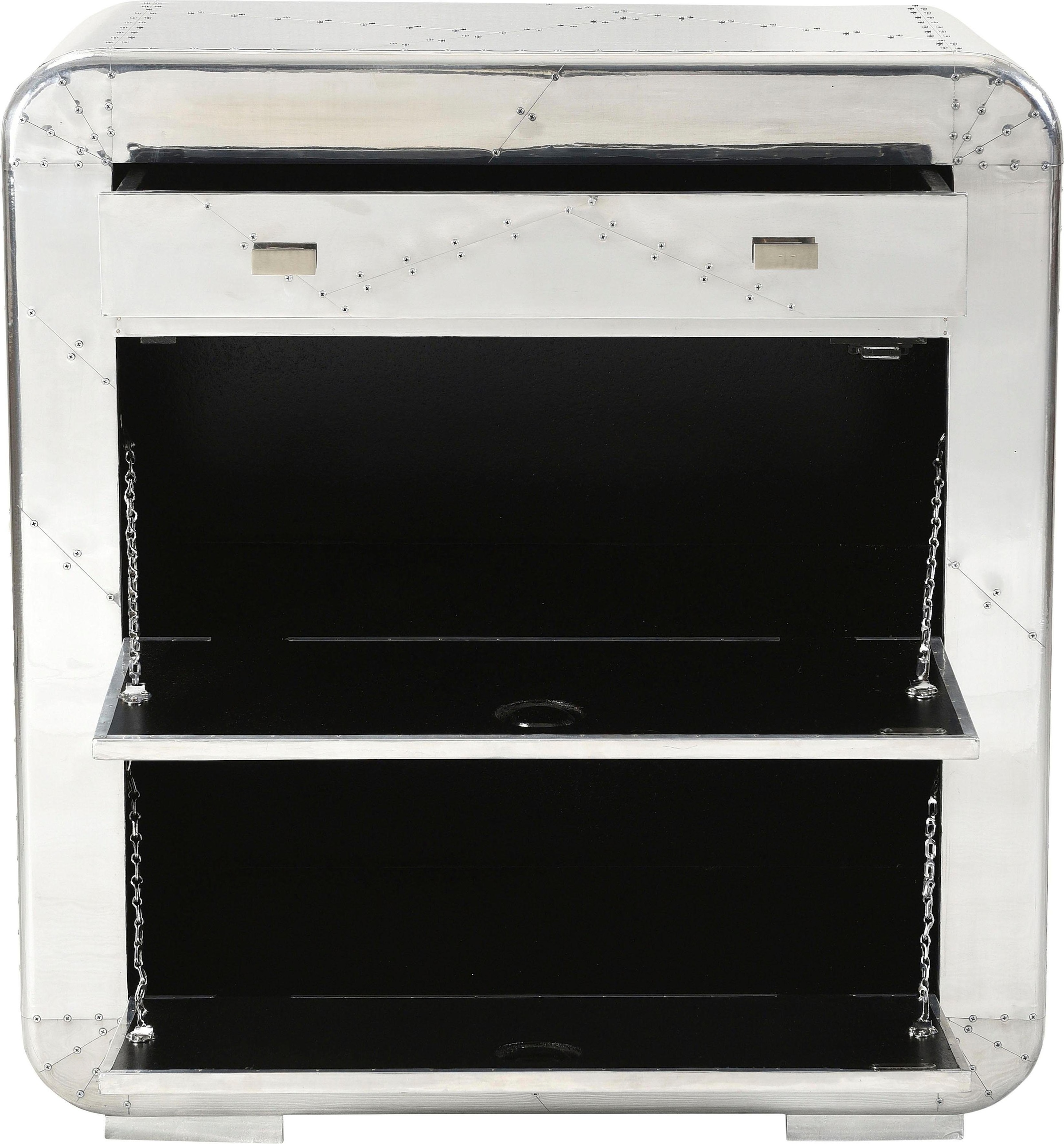 SIT Armoire à chaussures »Biella aus Altholz mit Aluminium-Beschlägen im Flugzeuglook« 2 rabats & 1 tiroir pour env. 12 paires de chaussures