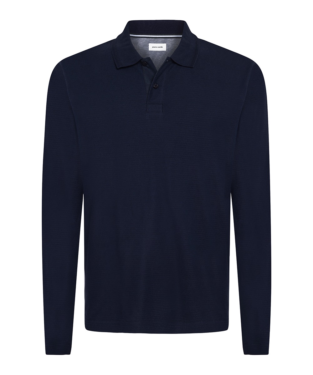 Pierre Cardin Langarm-Poloshirt mit Strukturmuster