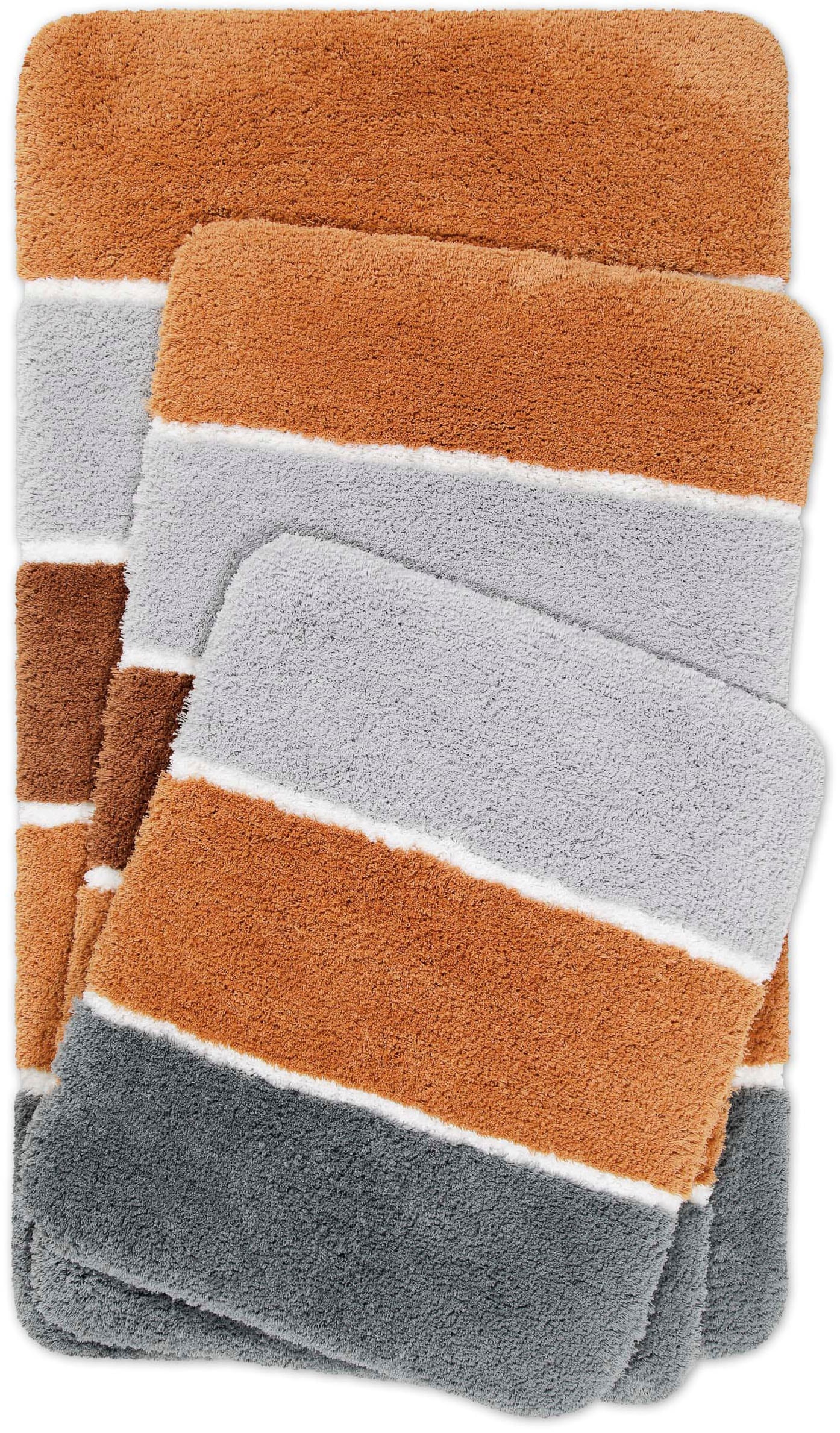 Homie Living Tapis de bain »Rio Marina« Höhe 30 mm flauschiger Badteppich, modern gestreift, waschbar, Badezimmerteppich