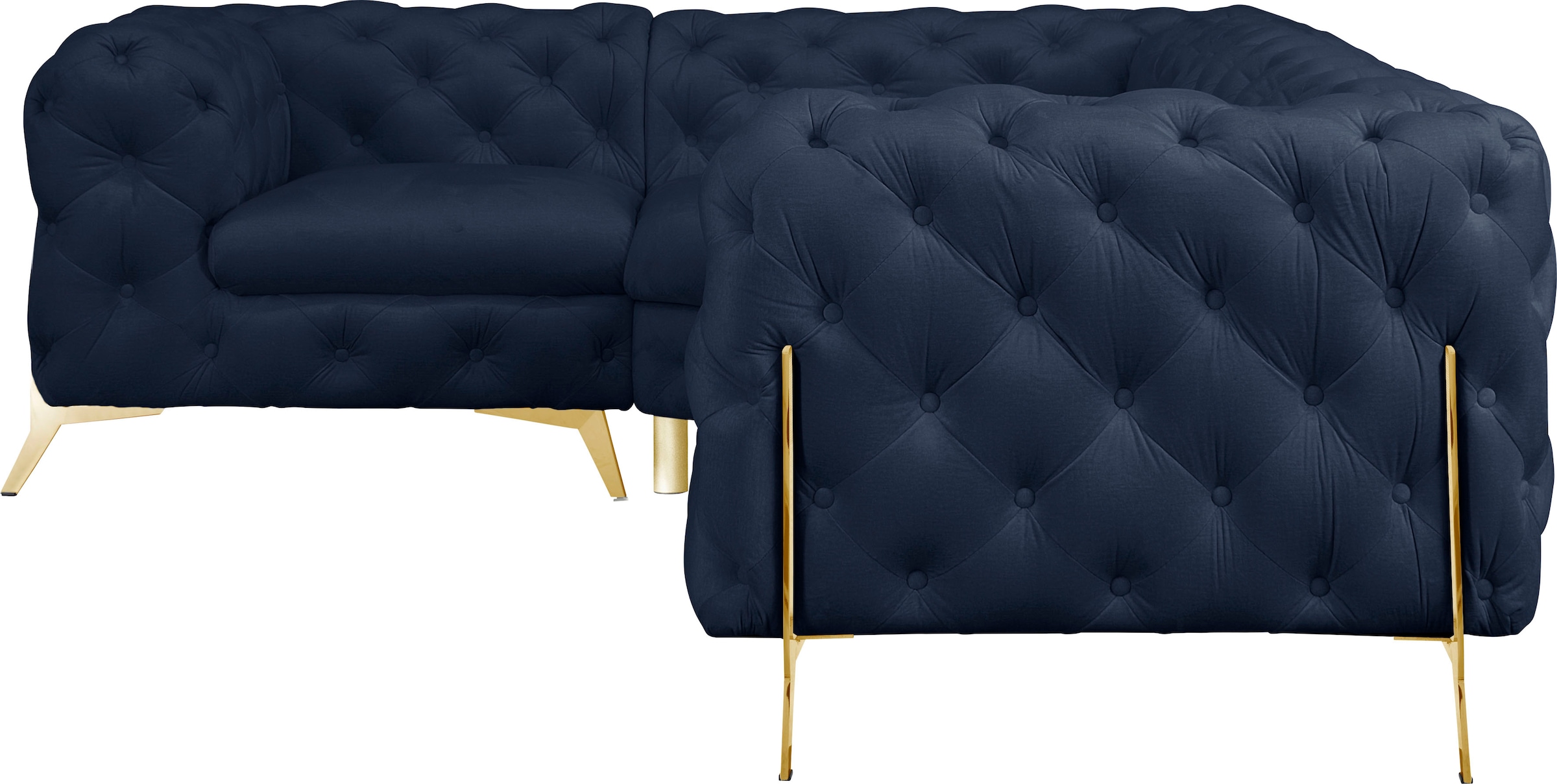 Home affaire Chesterfield-Sofa »Amaury L-Form« moderne Chersterfield-Optik, Breite 262 cm, Fussfarbe wählbar