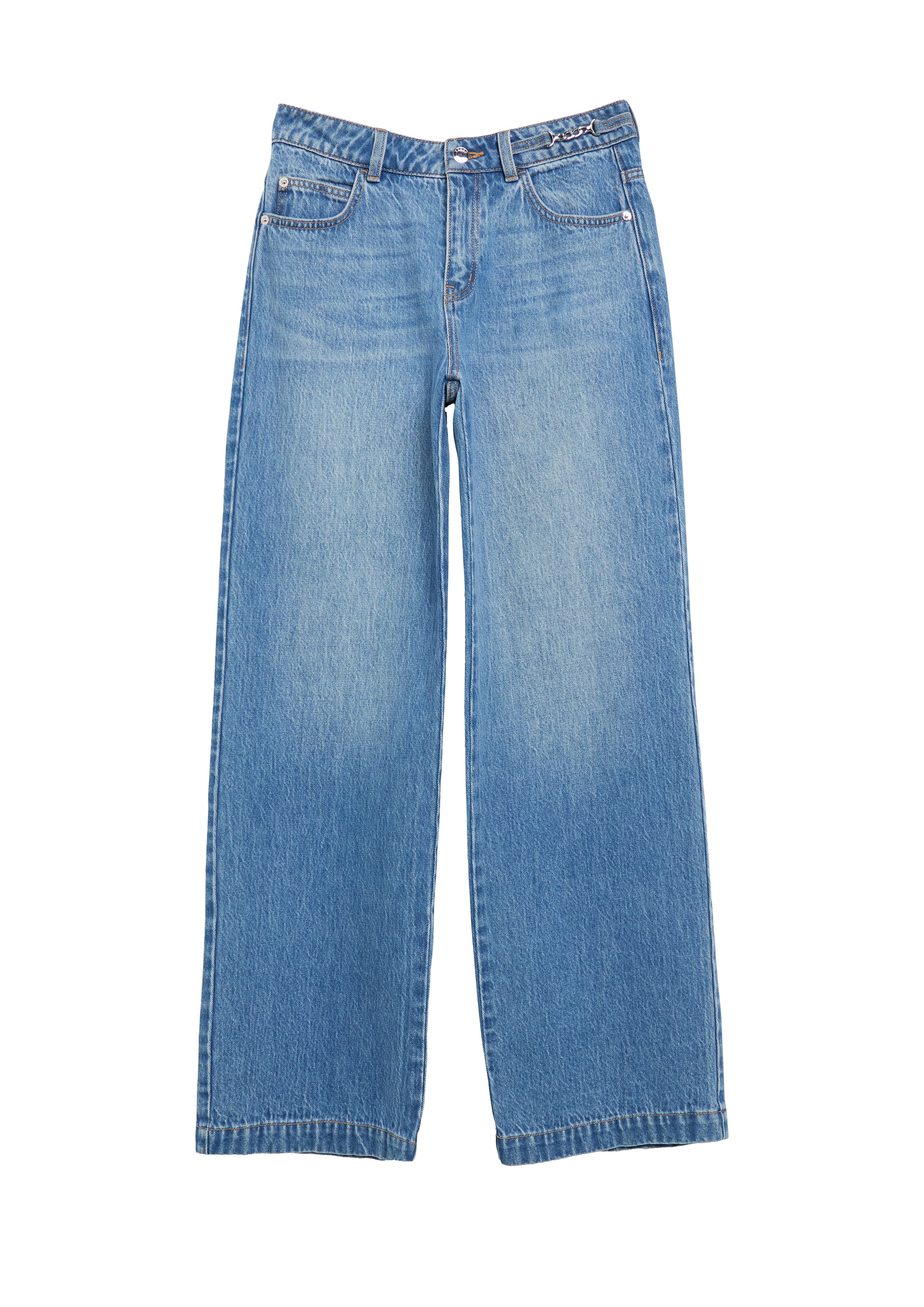 Comma Jeans droit mit Gürtel-Detail / Reine Baumwolle