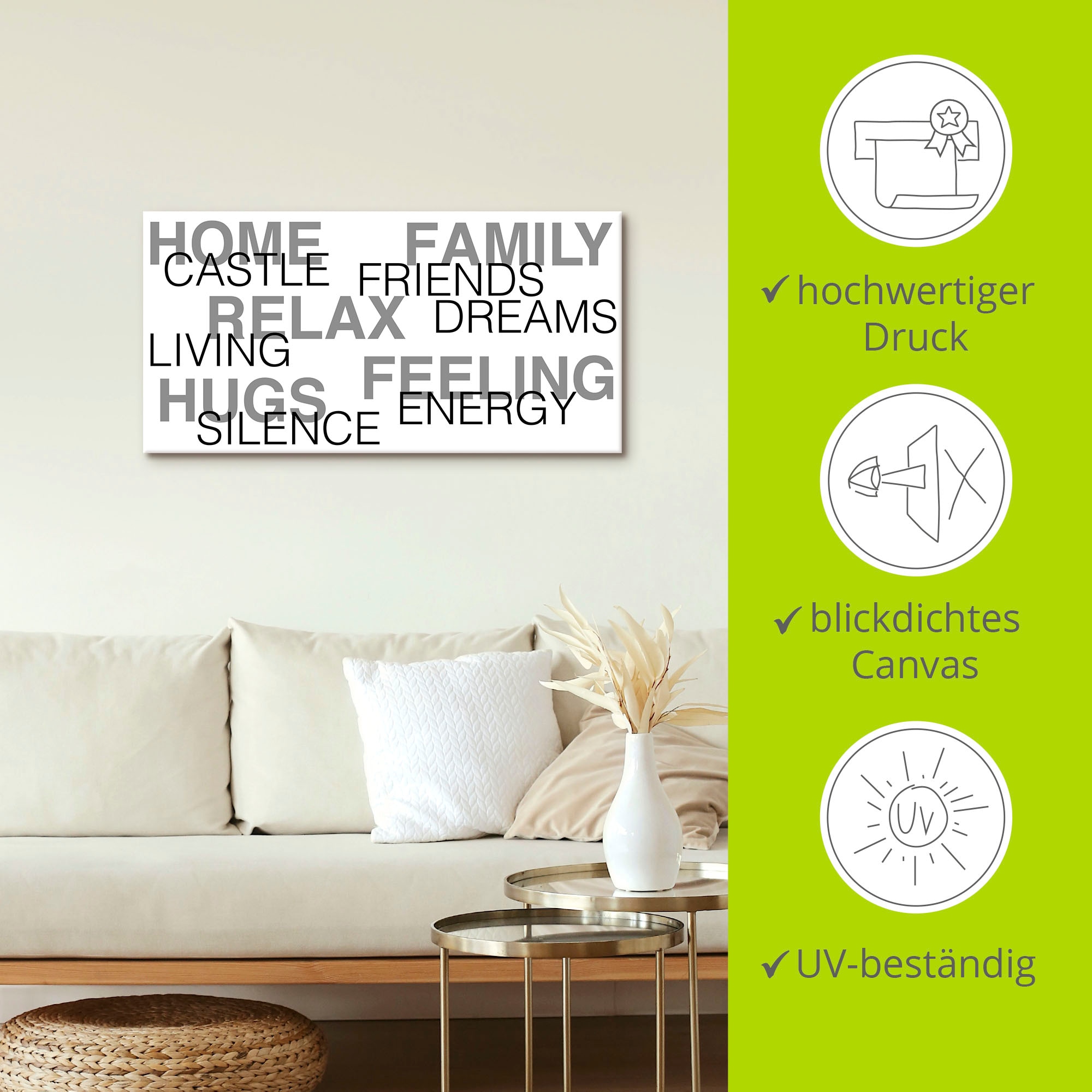 Artland Leinwandbild »Zuhause« Sprüche & Texte 1 Stk. tlg. auf Keilrahmen gespannt