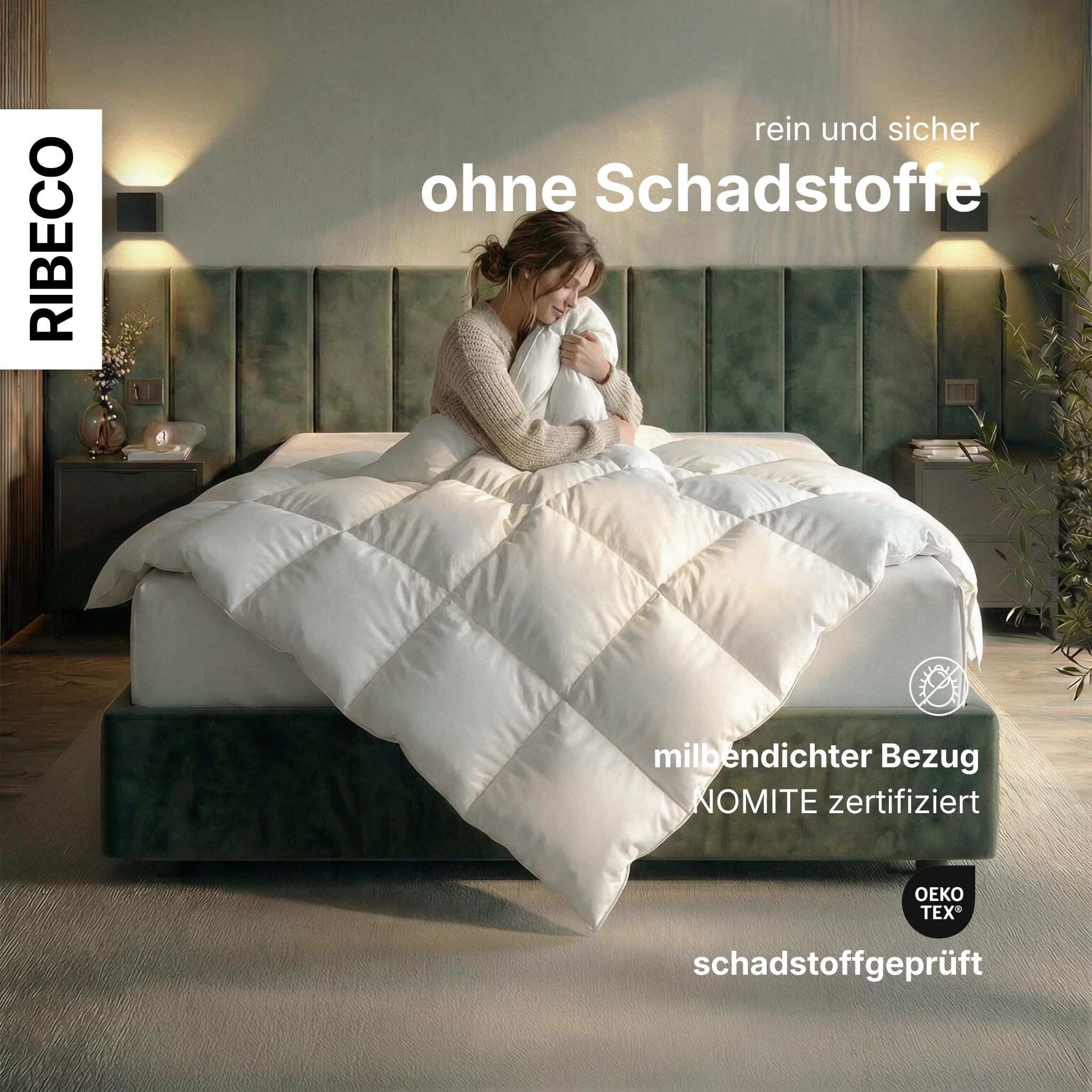 RIBECO Daunenbettdecke »Johanna, Bettdecke in 135x200 und 155x220cm und weiteren Grössen« leicht Füllung 80Daunen20Federn 1 Stk. tlg. Topseller, Daunen und Federn, Daunendecke, Federdecke, Made in Germany