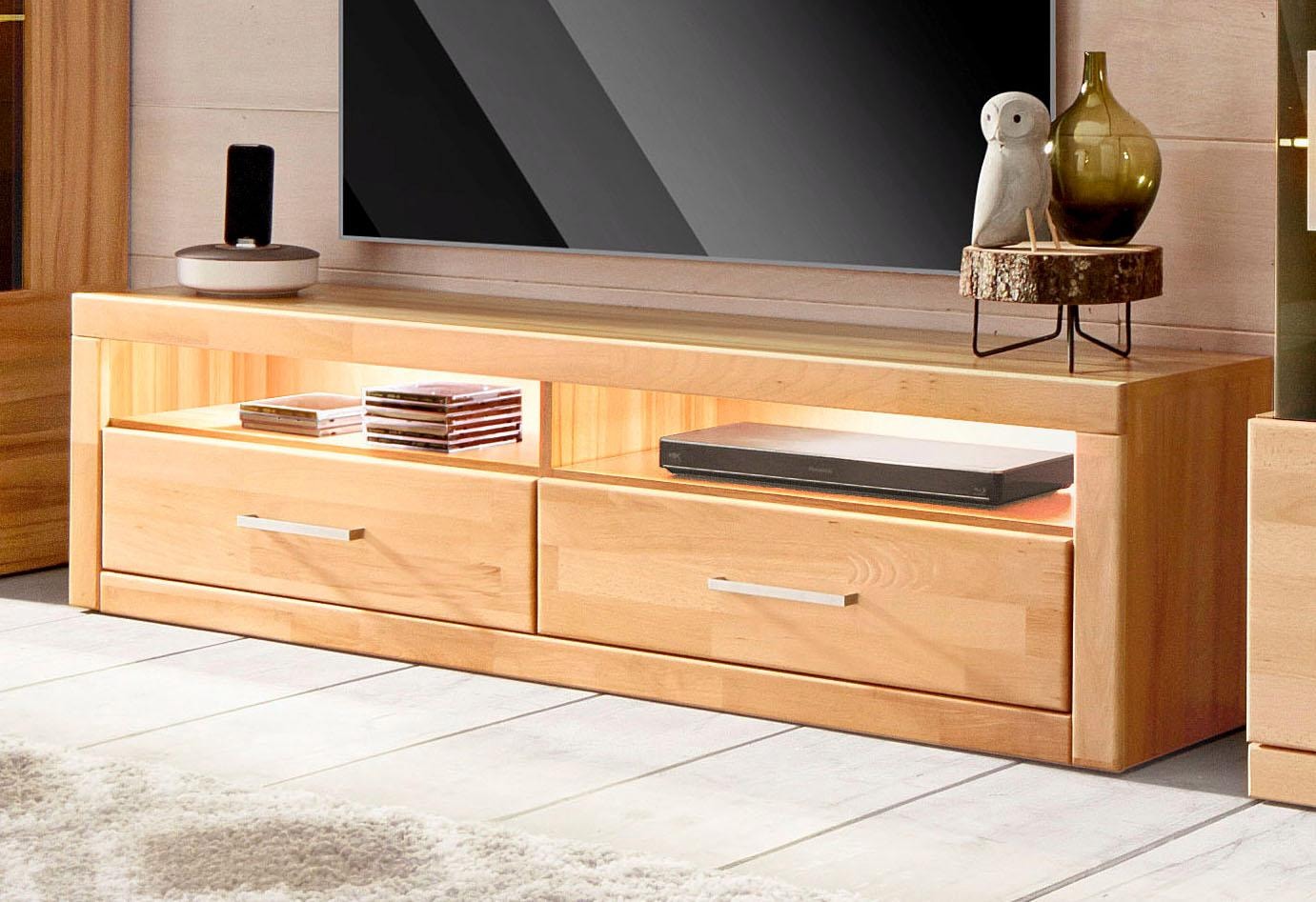 GOODproduct Lowboard »Ribe,140cm breit,38cm hoch mit 2 Klappen,Oberplatte aus Massivholz« Holz massiv, Holzwerkstoff, Metall Griffe,2 Klappen