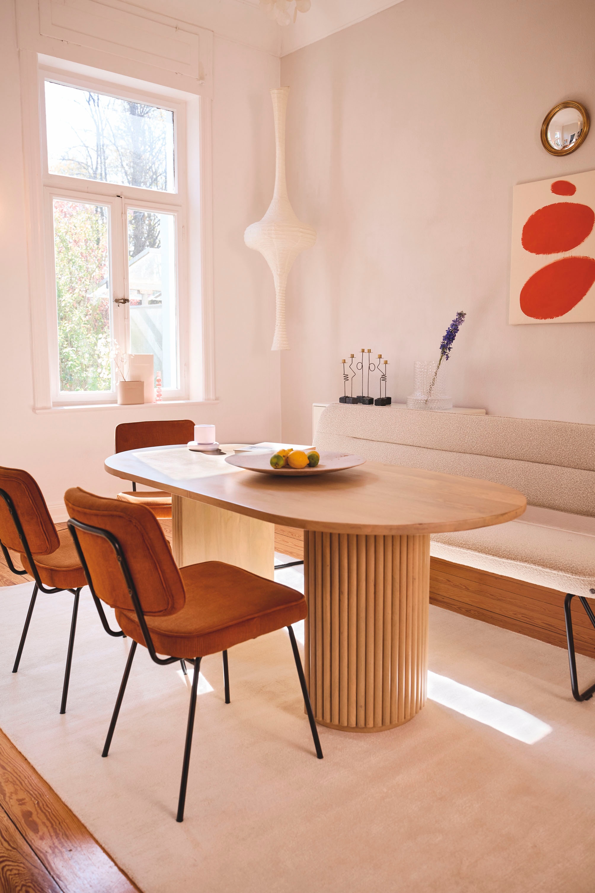 SIT Table de salle à manger »Samos 180 x 90 cm aus massivem Mangoholz im Ribbed-Look« Pieds de table marquants avec design lamellaire extravagant