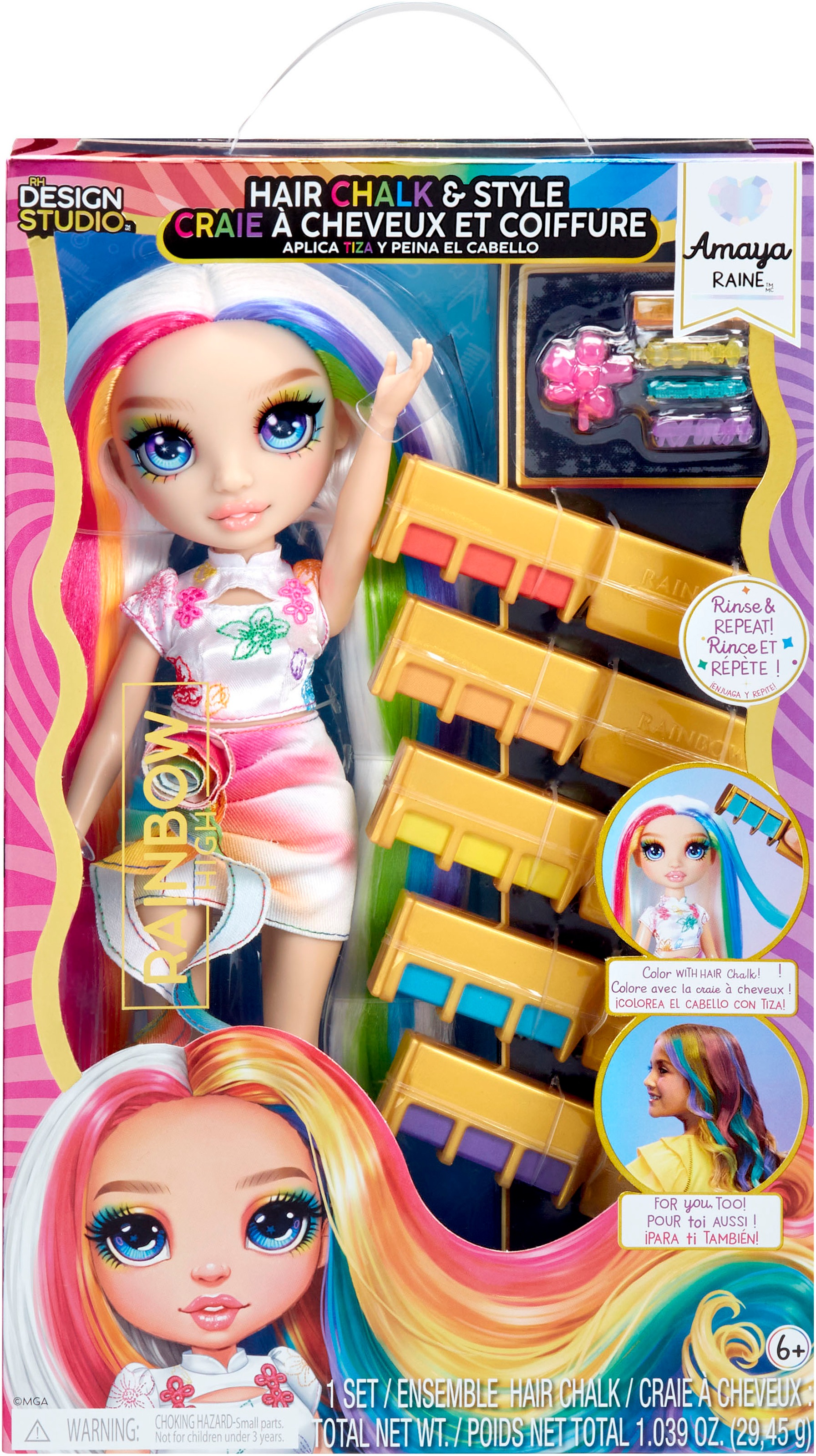 RAINBOW HIGH Anziehpuppe »Rainbow High Hair Chalk & Style Doll- Amaya (Rainbow)«