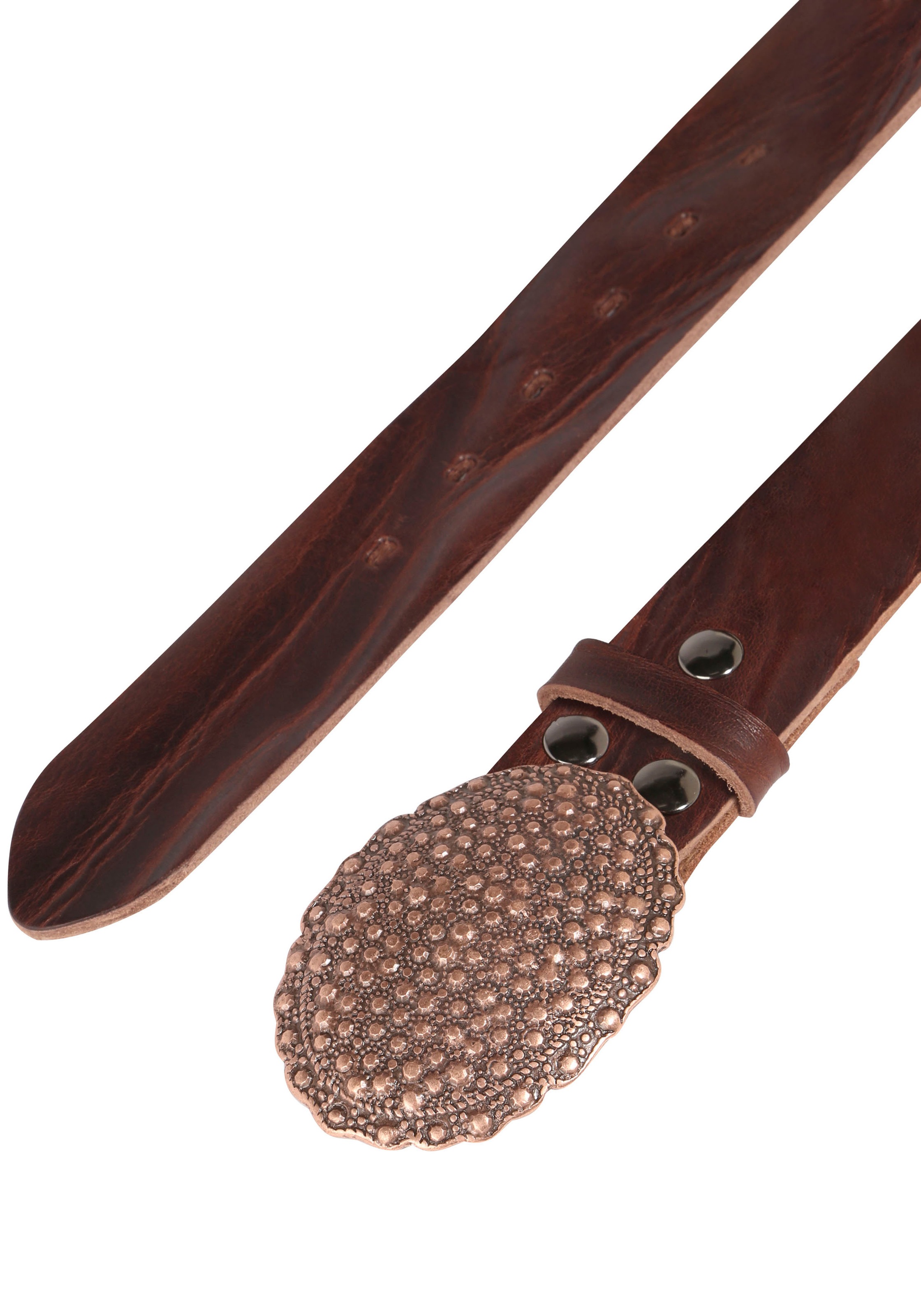 Rettungsring Gürtel Ledergürtel mit austauschbarer Schliesse »Oval Nieten Kupfer«