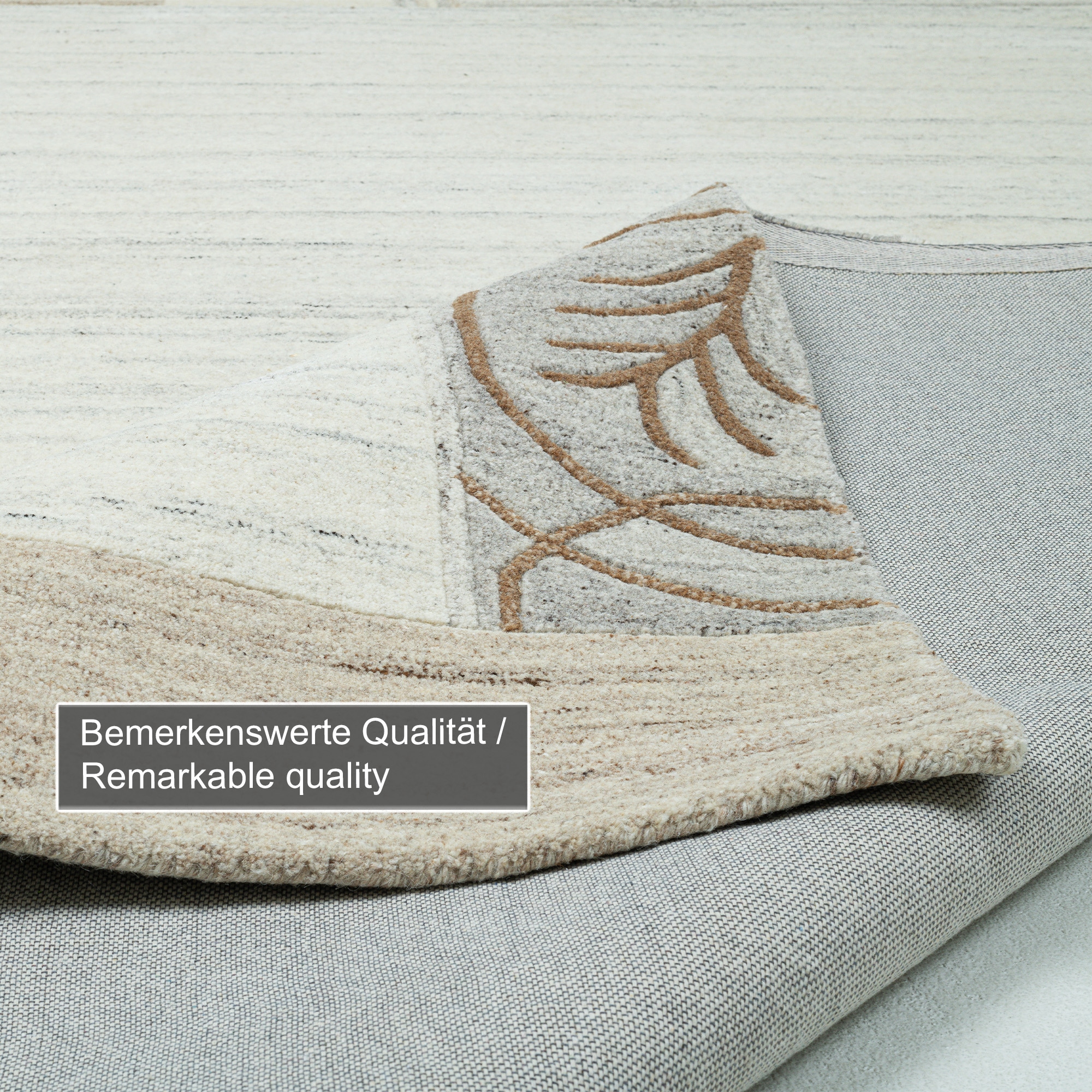 THEKO Tapis en laine »Natural Garden« Rectangulaire 14 mm Höhe laine pure, avec bordure, tufté main, salon