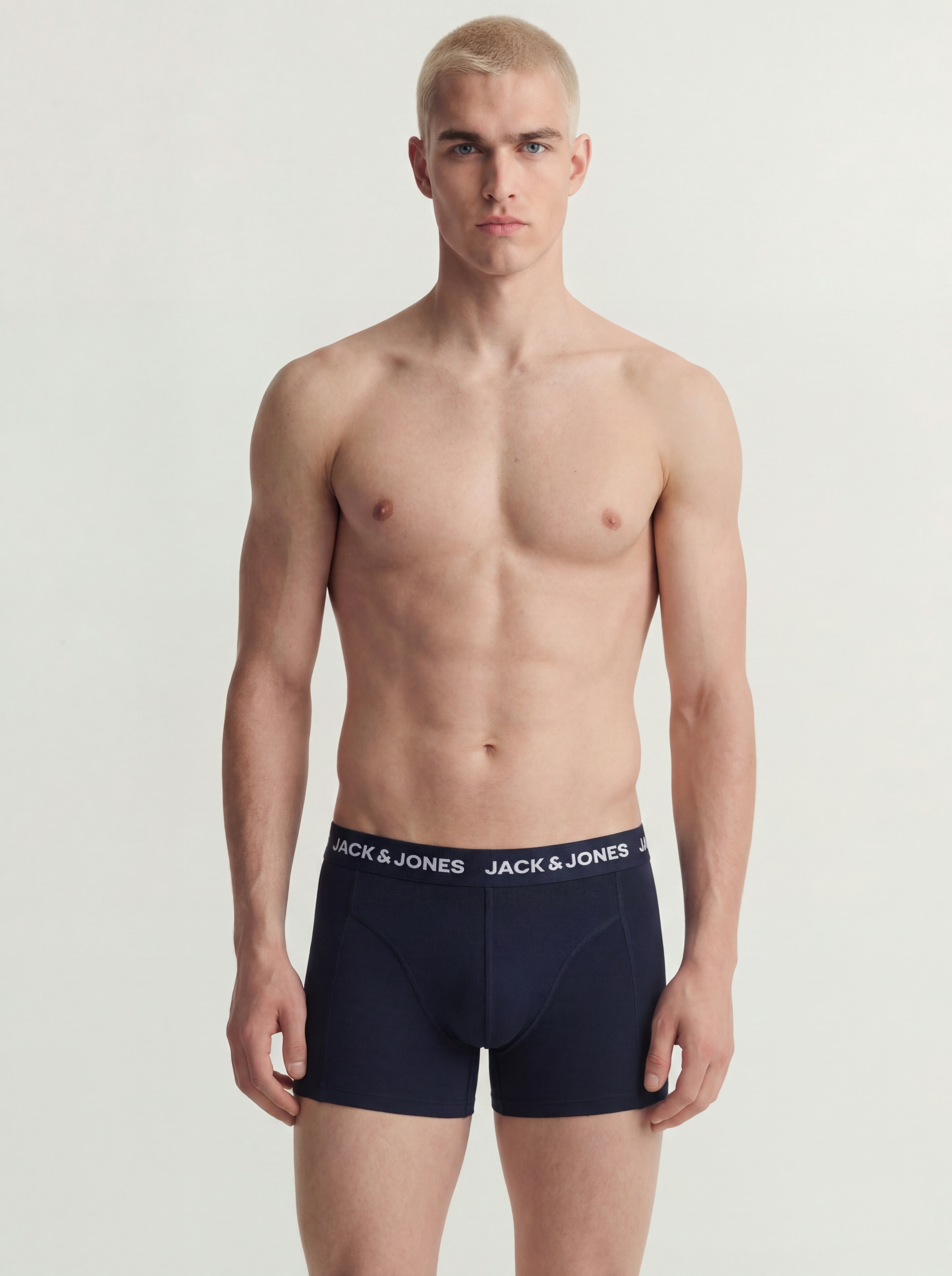 Jack & Jones Tronc »JACDALE SMILEY TRUNKS 3 PACK SN« Paquet, 3 cuis mélange de coton, ceinture élastique