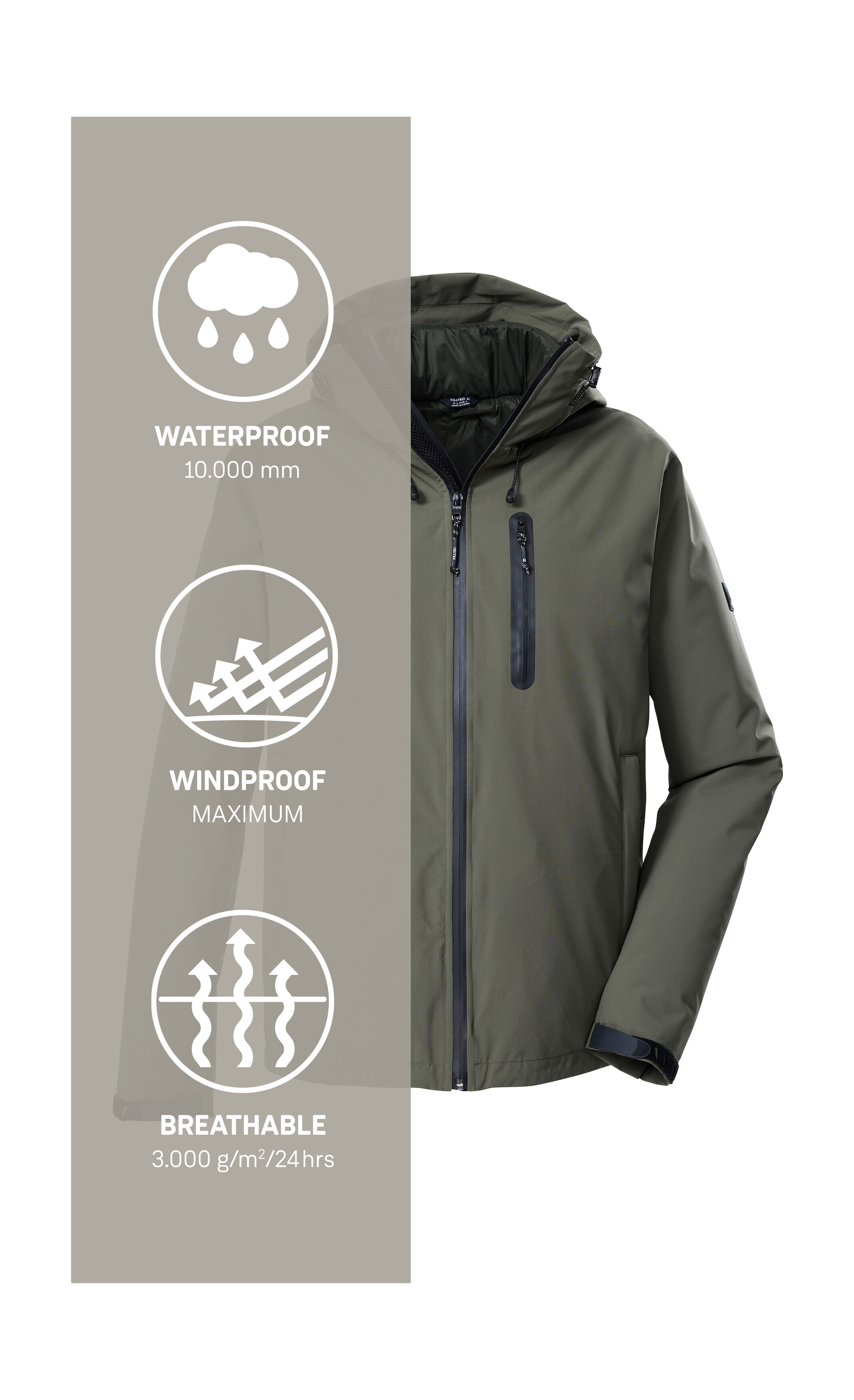 Killtec Veste fonctionnelle 3 en 1 »KOW 95 MN JCKT« 3 in 1 Herrenjacke, wasser- u winddicht, atmungsaktiv