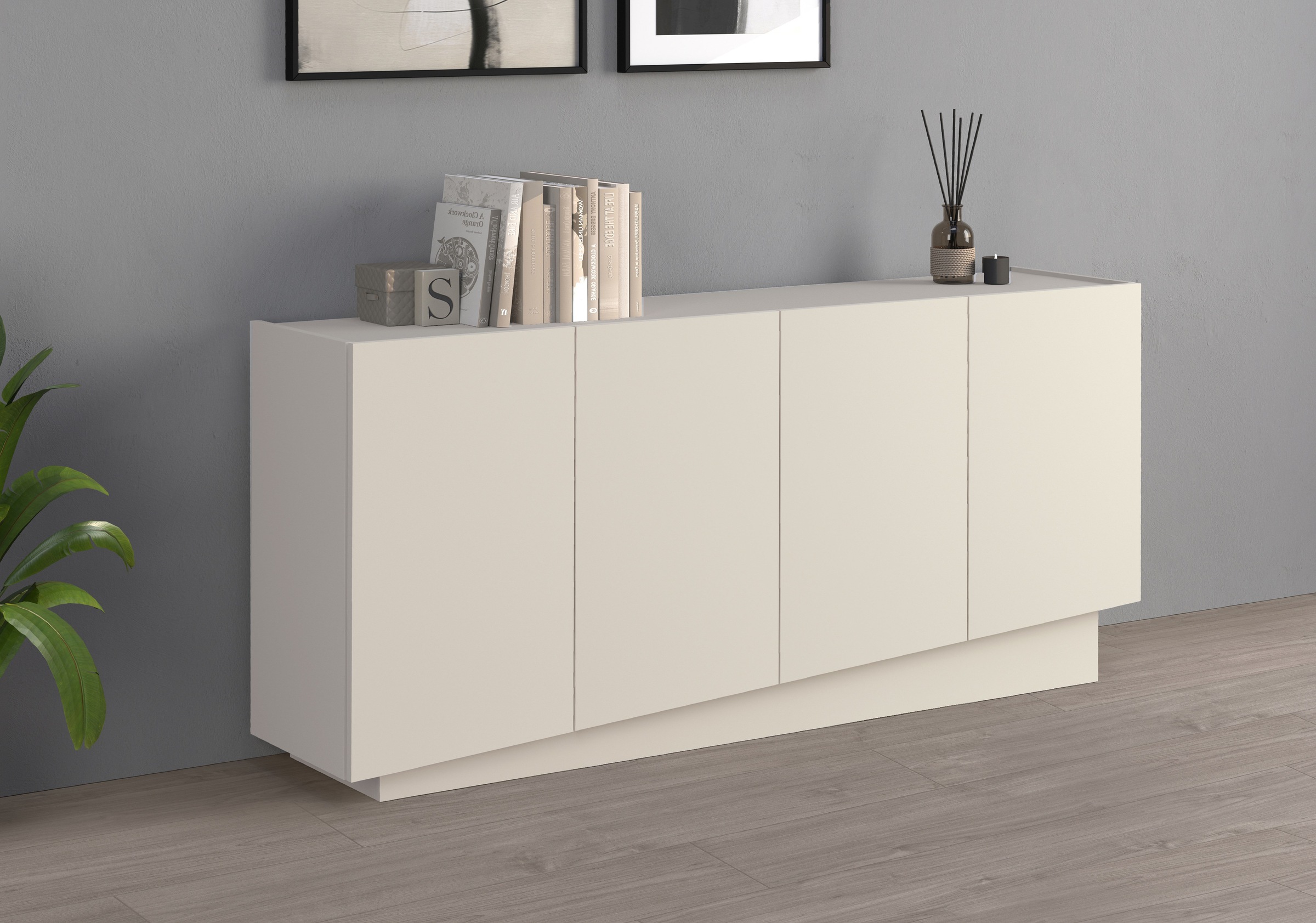 INOSIGN Sideboard »VELA, Sideboard, Breite 160 cm, Design mit schrägen Türen« 1 cuis tlg. Made in Italy, Masse-B/T/H: 160x35x75,Sideboard, Anrichte, Kommode