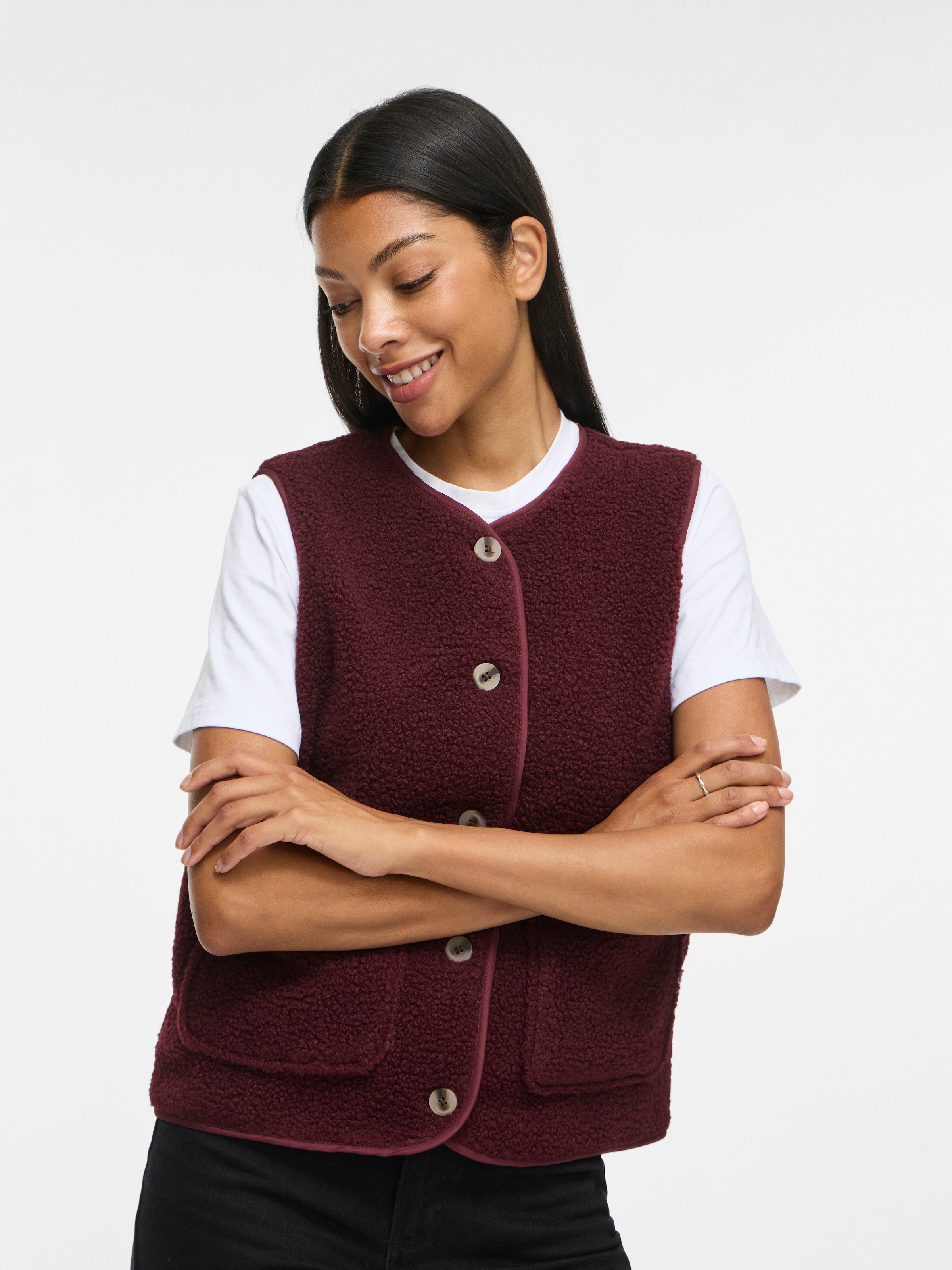 Vila Gilet en peluche »VIADA TEDDY WAISTCOAT - NOOS« Peluche, fibre synthétique, coupe régulière