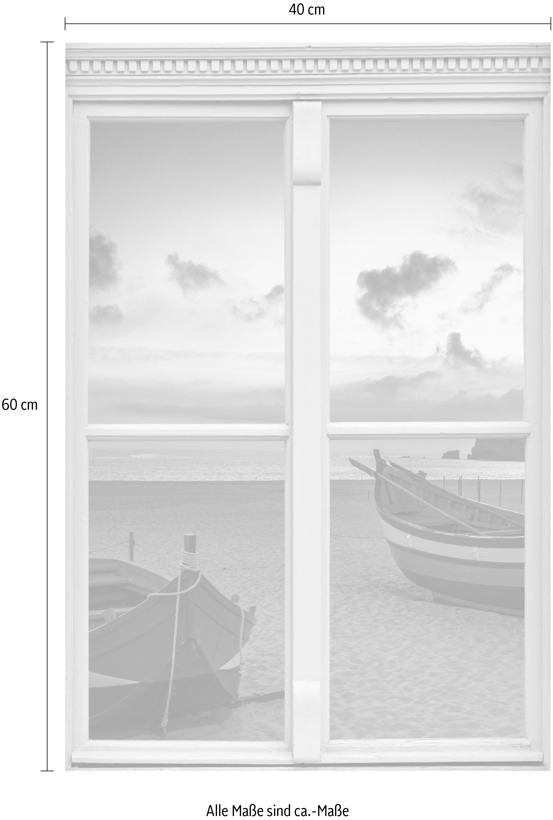 queence Autocollants muraux »Boote am Strand« Wandsticker, Wandbild, selbstklebend, 3D, Fenster