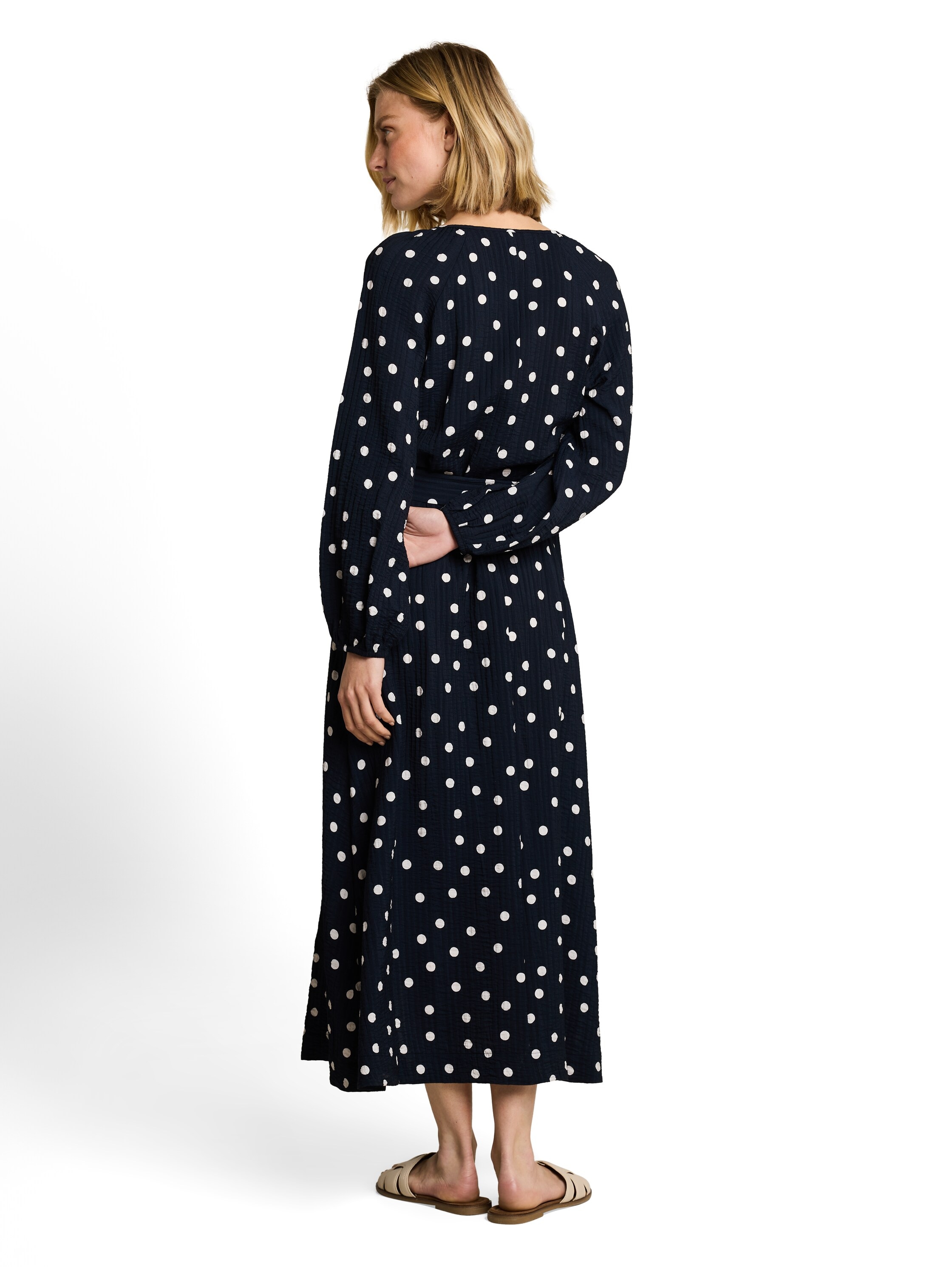 TOM TAILOR Robe midi Sans poches robe d'été à manches longues avec pois
