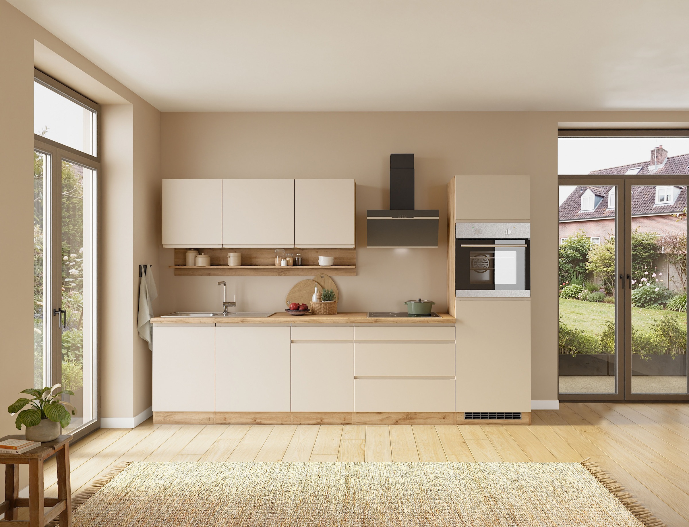 KOCHSTATION Four/réfrigérateur encastrable »KS-Virginia,neu in verbesserter Ausführung« Rangement, Softclose,  largeur 60 cm, hauteur 200 cm, niche pour four L/H/P: 56/59/55 cm