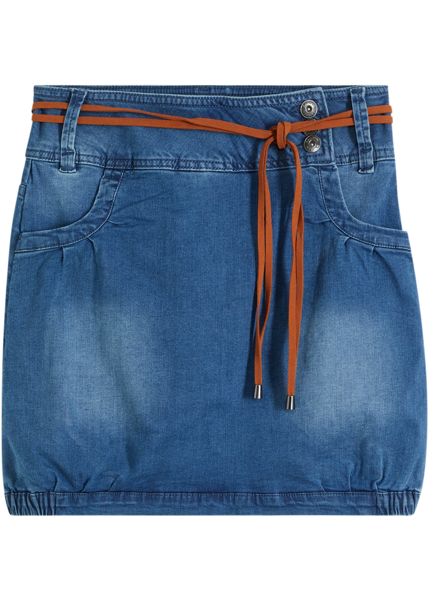 bonprix Jeansrock Inklusive schmalen Doppelgürtel mit Perlenverzierung