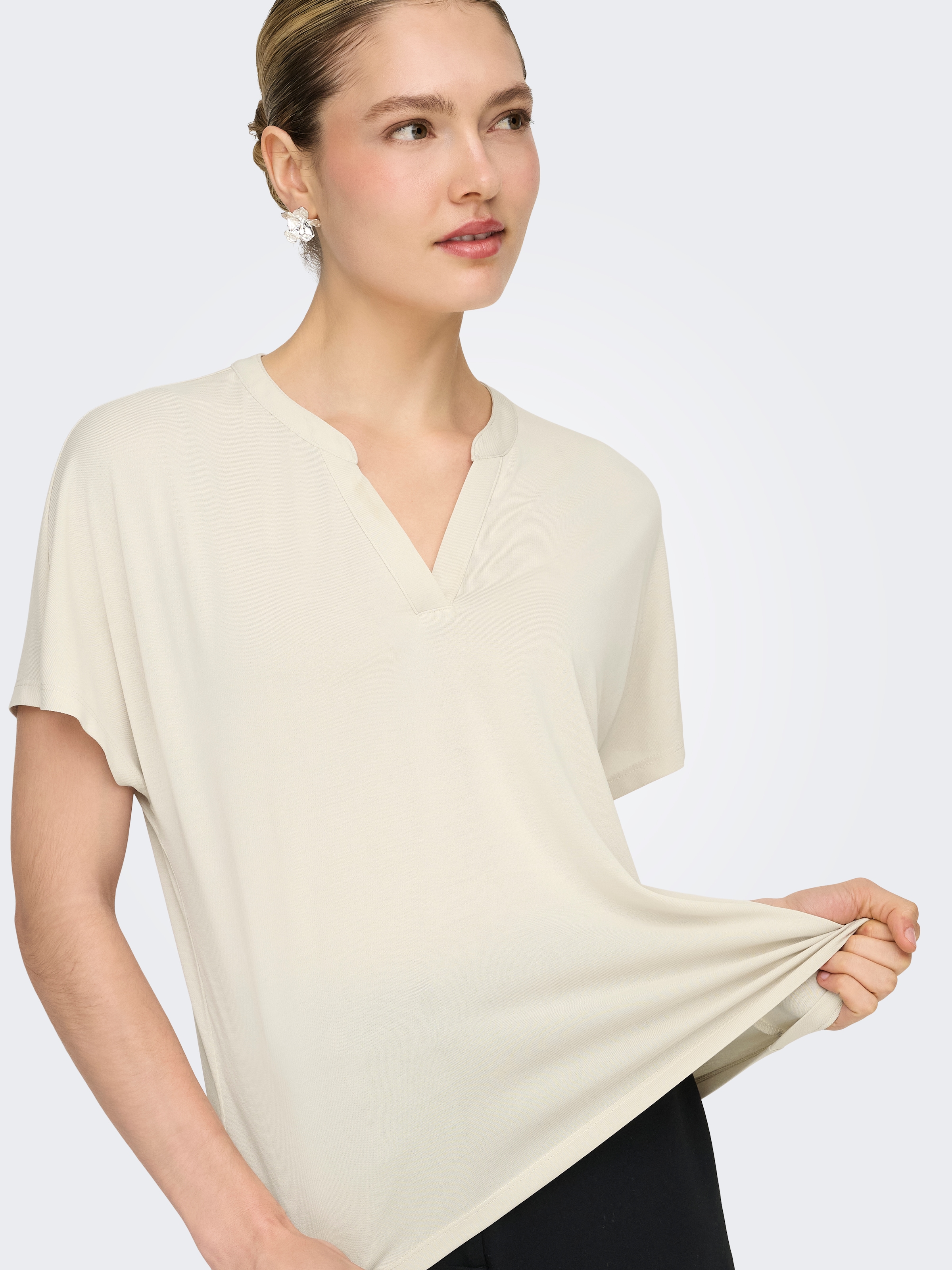 ONLY T-shirt à manches courtes »ONLFREE LIFE S/S SPLIT TOP JRS« mélange de matériaux, coupe régulière