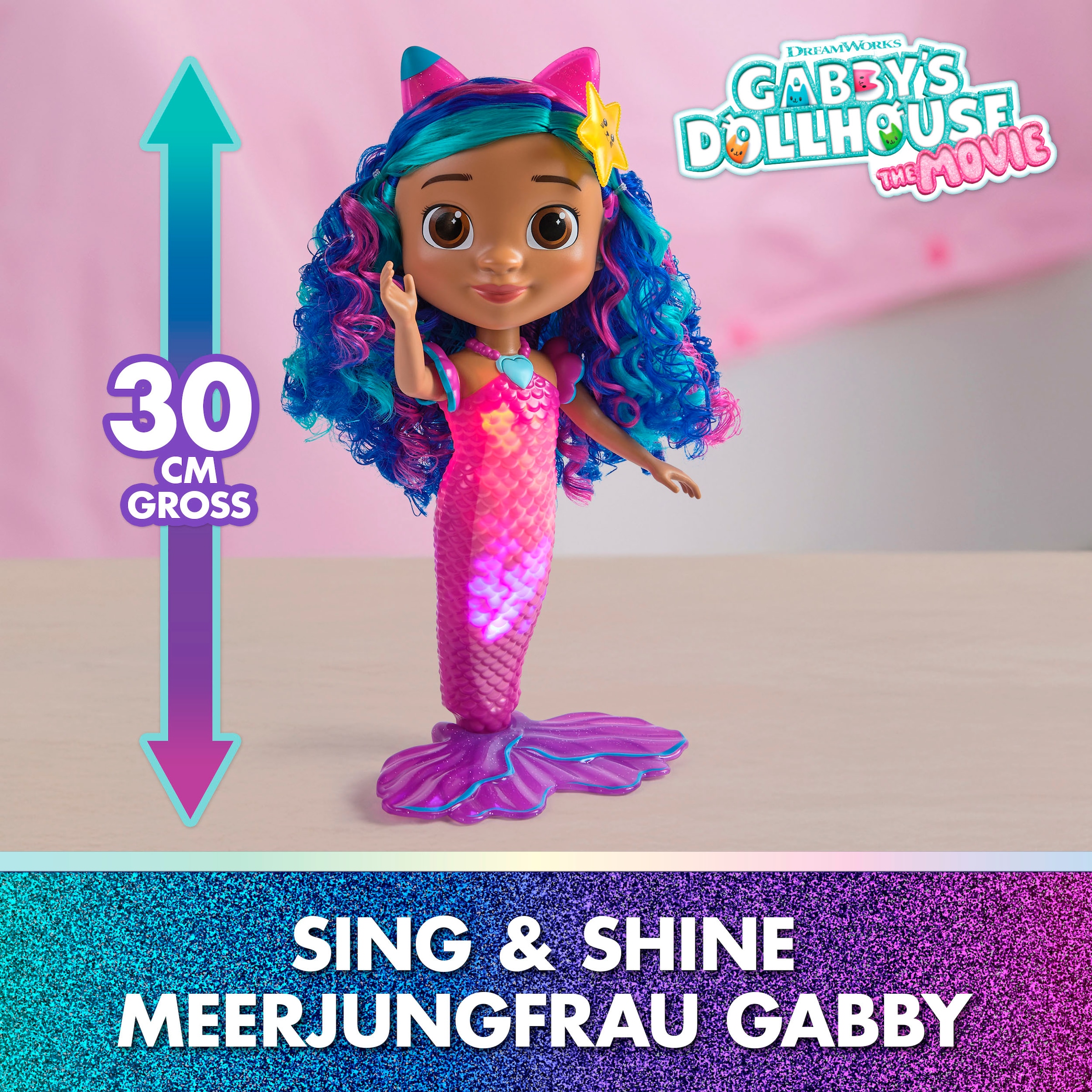 Spin Master Poupée sirène »Gabby’s Dollhouse: Der Film – Sing & Shine Meerjungfrau Gabby« mit Licht und Sound