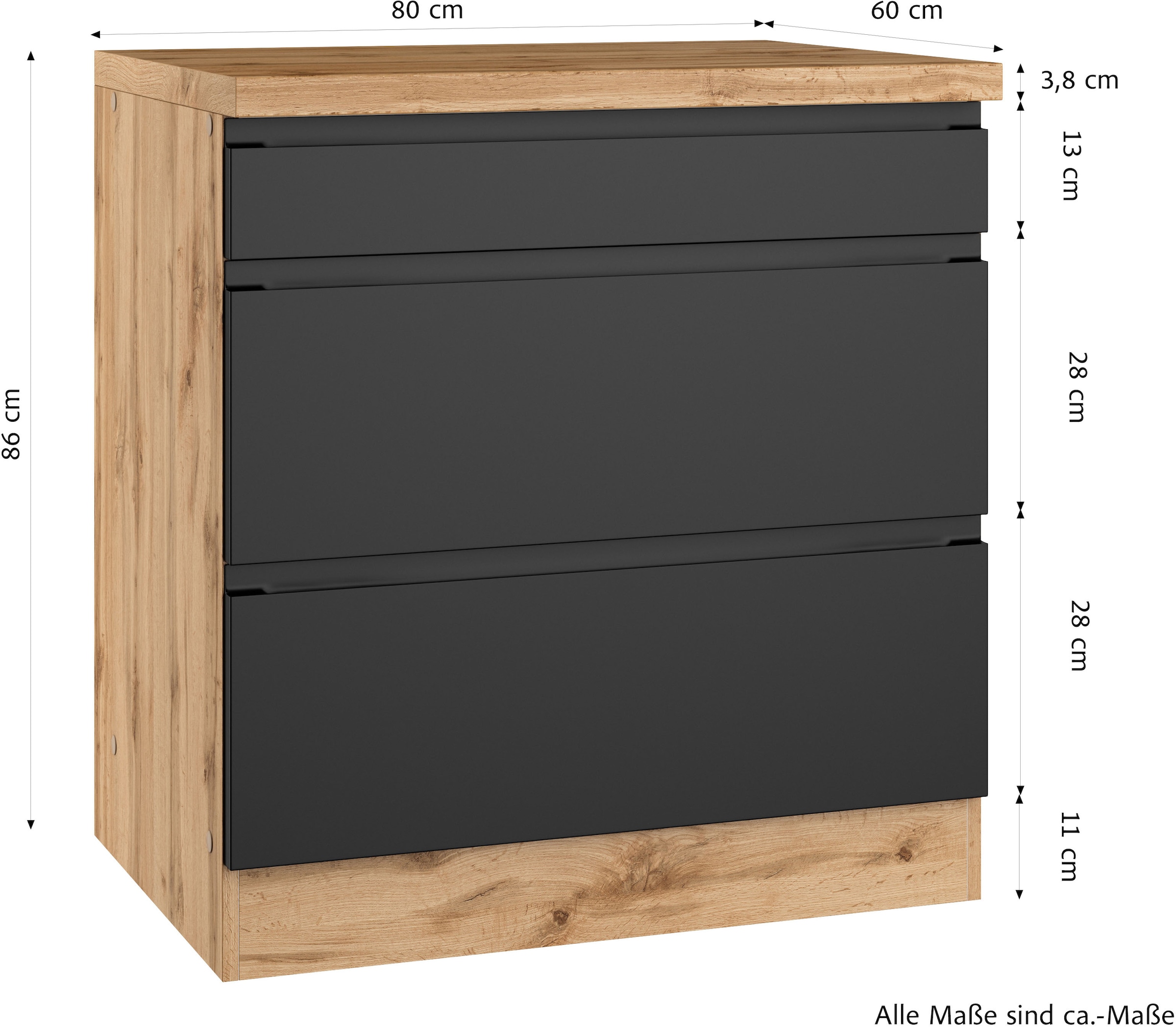 KOCHSTATION »KS-Virginia,neu in verbesserter Ausführung« Rangement, Softclose,  Largeur 80 cm, hauteur 86 cm, tiroirs softclose