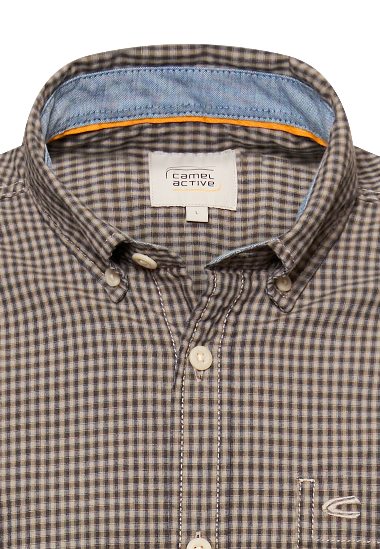 camel active Langarmhemd kariert, mit Button-Down-Kragen