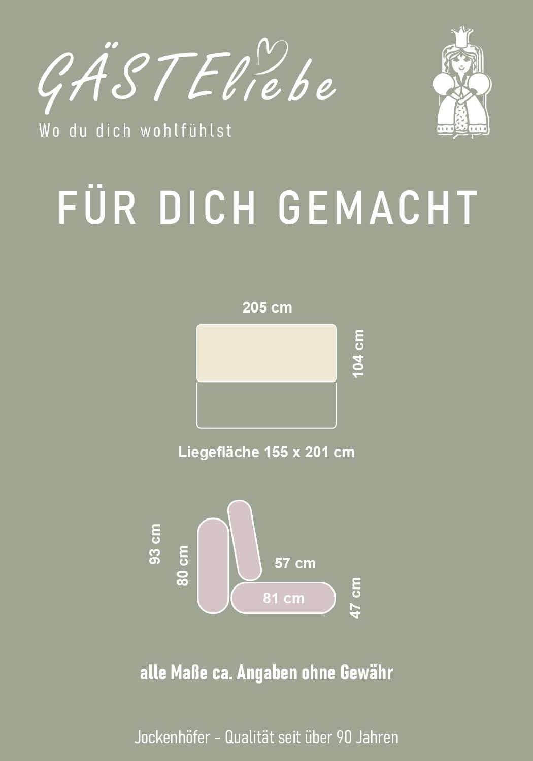 Jockenhöfer Gruppe 1100000002199 »Felix, B: 205 cm, Liegefl. 155x201 cm, Dauerschlafsofa, inkl. Topper« Incluant fonction couchage et coffre de lit, garnissage à ressorts