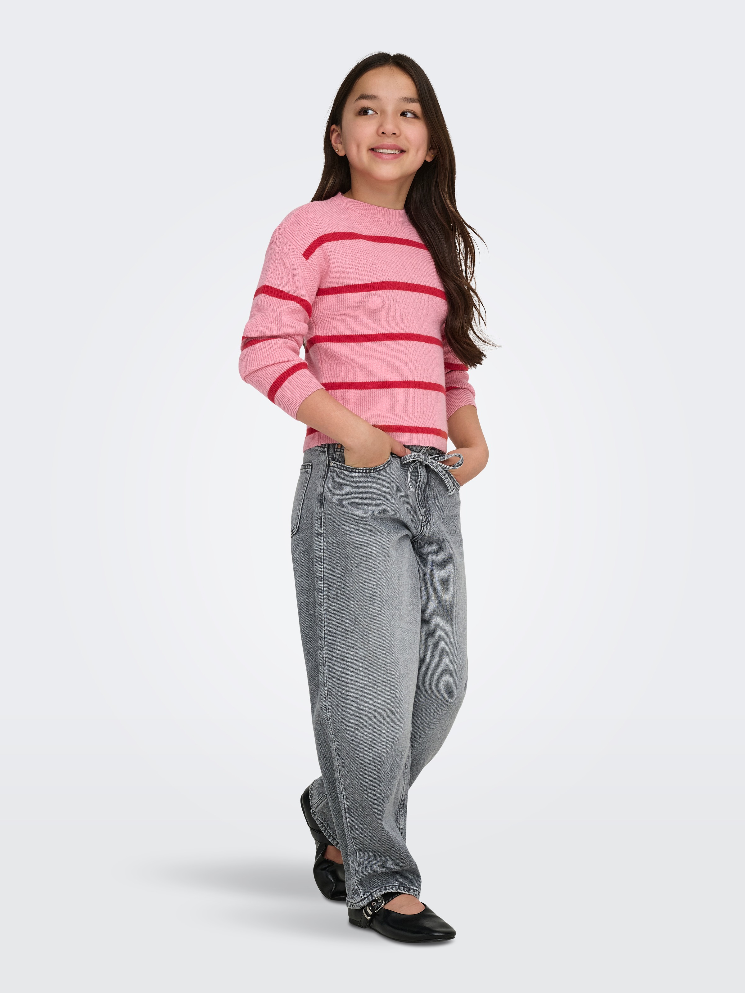 KIDS ONLY Strickpullover »KOGFRANCA SHORT L/S STRIPE KNT NOOS« Viskosemischung, loose fit