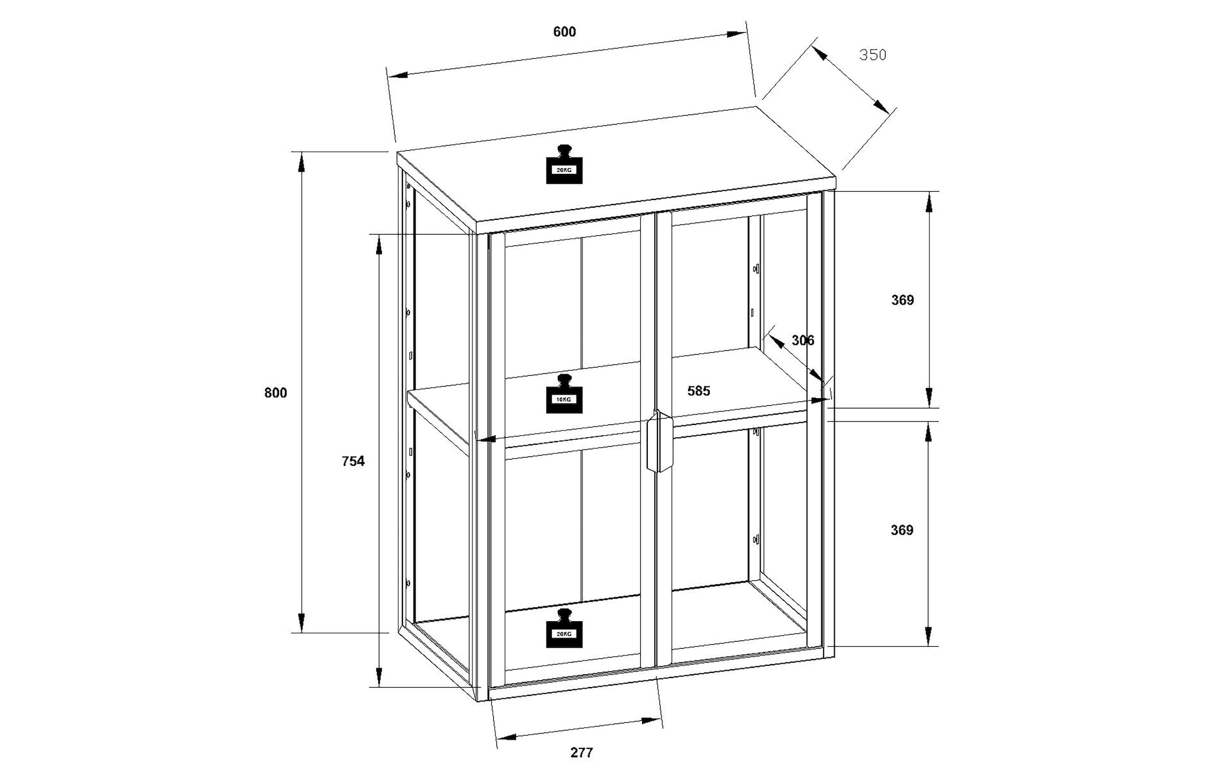 VCM Vitrines »Flokas M 60 x 80 cm«