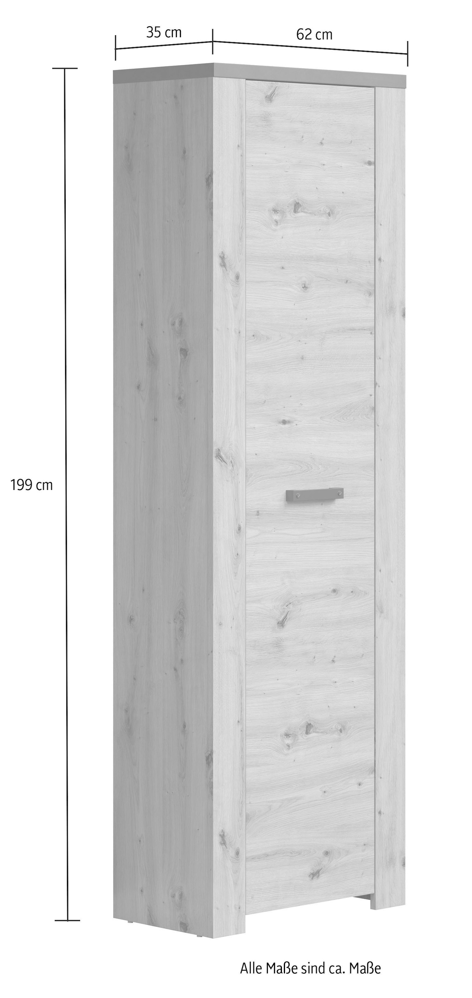 Home affaire Armoire vestiaire »Ambres Inkl. ausziehbarer Kleiderstange« 1 cuis tlg. Garderobenpaneel mit Ablage & Haken - (B/T/H) 62/26/199 cm