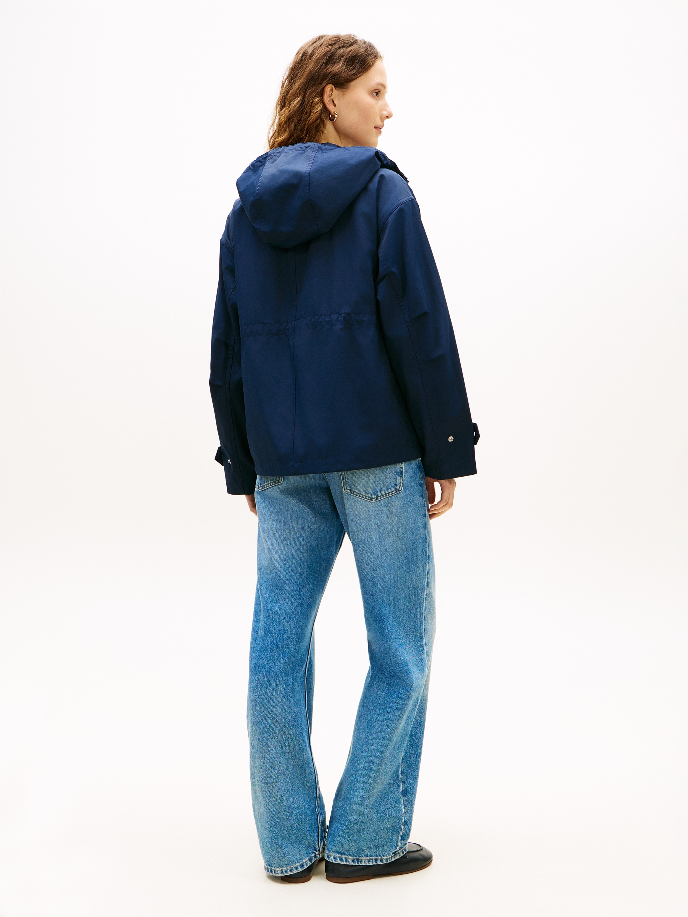 Tommy Hilfiger Outdoorjacke »COTTON NYLON UTILITY SHORT PARKA« mit Kapuze mit verdecktem Reissverschluss