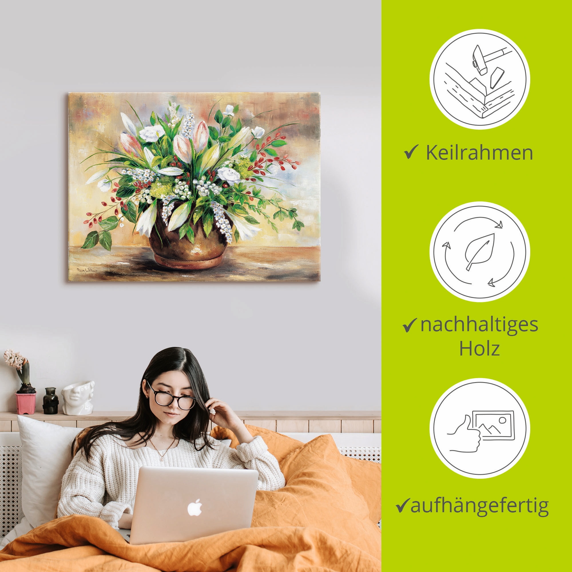 Artland Tableau sur toile »Blütenverschönerung« 1 cuis tlg. auf Holzrahmen gespannt