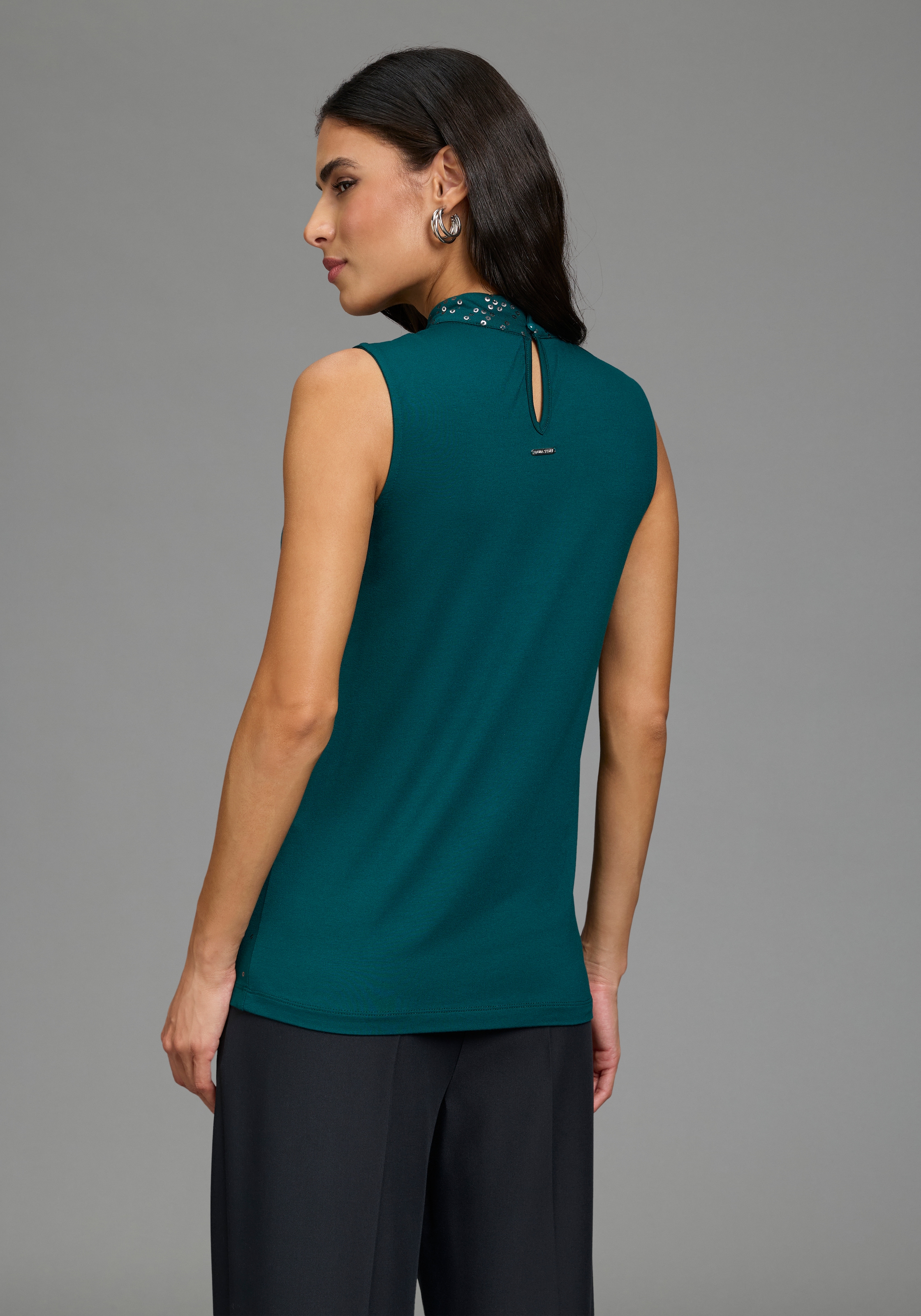 Laura Scott Shirttop aus elastischer Viskosemischung, mit Paillettenprint, ärmellos