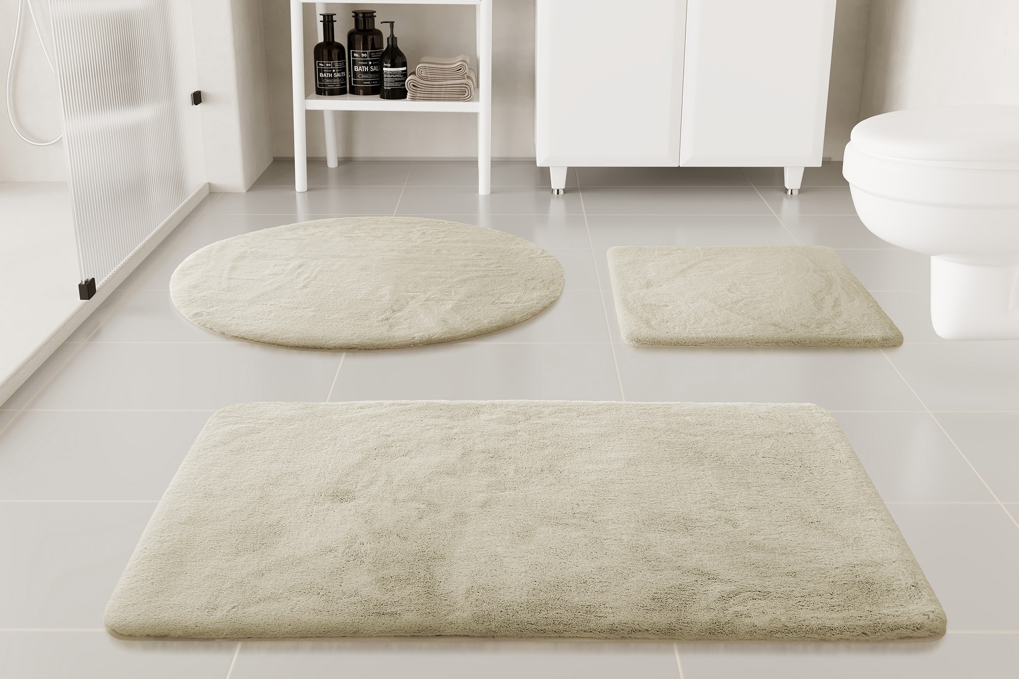GOODproduct Tapis de bain »Lennja« Höhe 25 mm Badteppich, getuftet, Uni, antirutsch, flauschig  wie Kaninchenfell