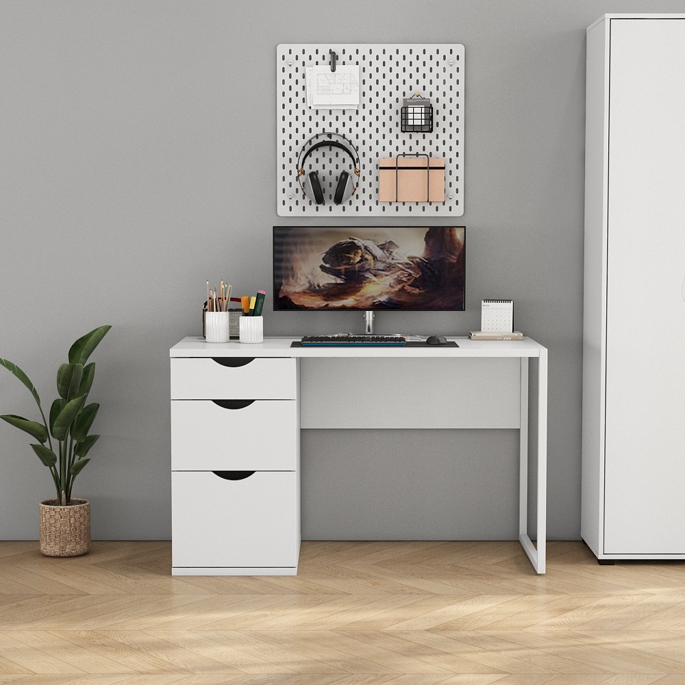 GOODproduct Schreibtisch Set,  mit Schubladen, im modernen skandinavischen Design, Breite 120 cm