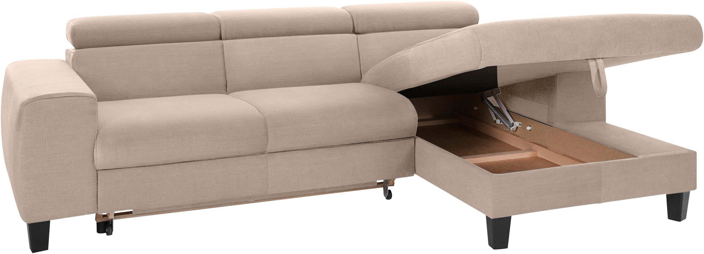 COTTA Ensemble rembourré »Morven L-Form« Set,  Set bestehend aus: Ecksofa mit Kopfteilverstellung & Hocker