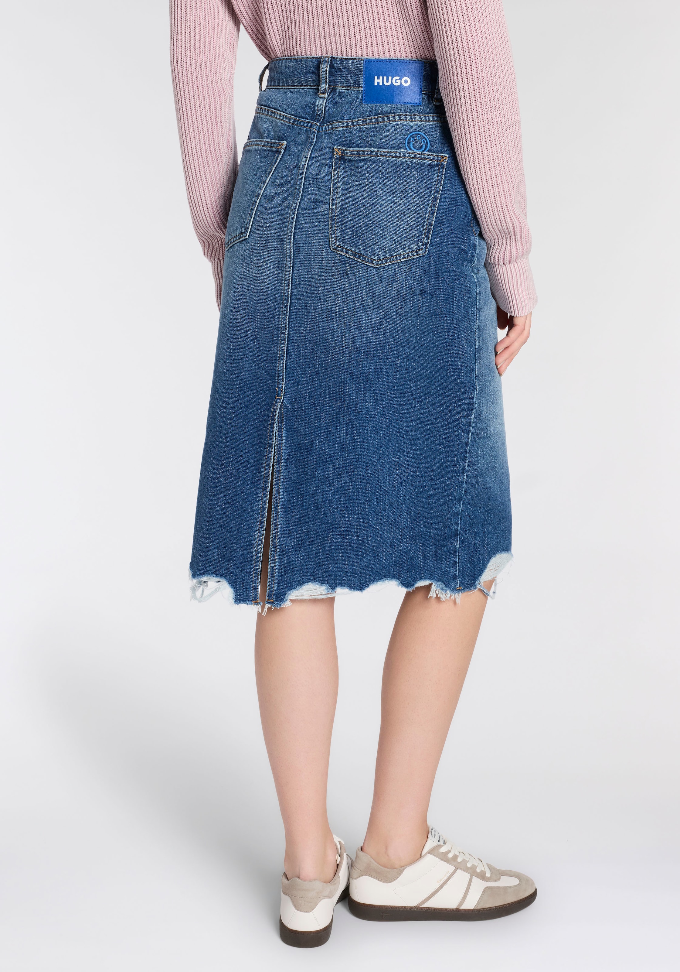 HUGO Blue Jupe en jean »Gadele« Mid Rise, in Midi-Länge