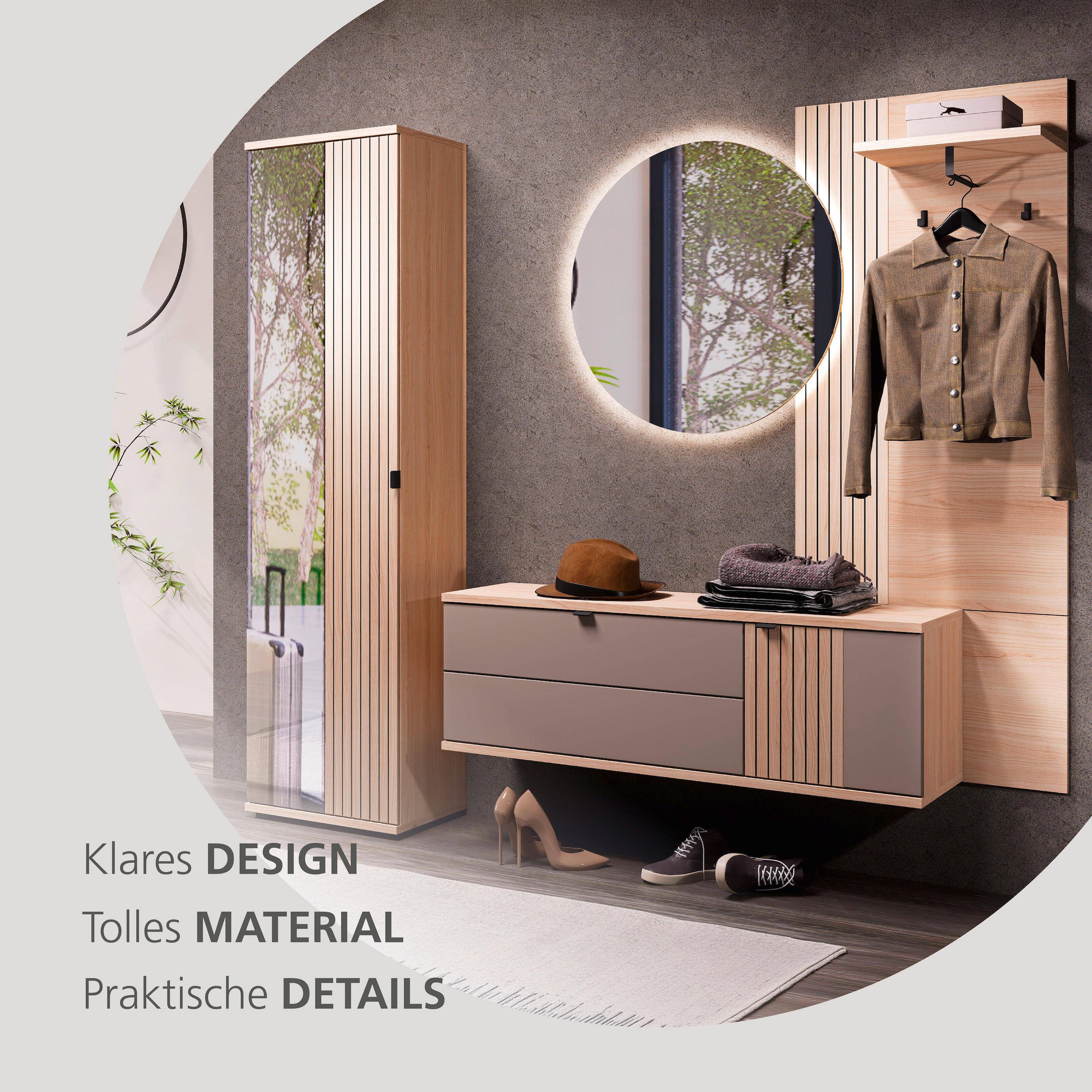 Innostyle Armoire à chaussures suspendue »PISA Hängeschuhschrank« 1 cuis tlg. fermeture douce, bord AB, 1 rabat, 4 compartiments