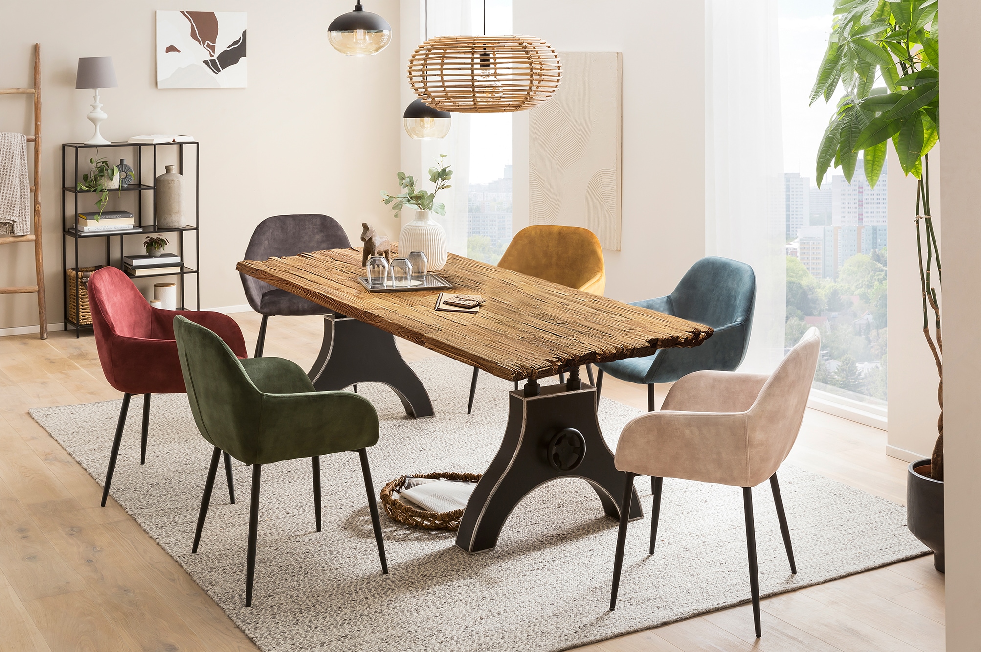 SIT Plateau de table »Tivoli aus recyceltem Teakholz mit rustikaler Bruchkante« 1 cuis tlg. Plateau de table épais de 50 mm avec bord marqué irrégulier