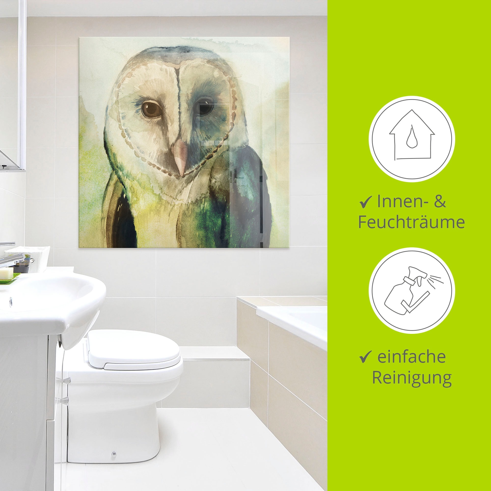 Artland Glasbild »Eule I« Vögel 1 Stk. tlg. in verschiedenen Grössen