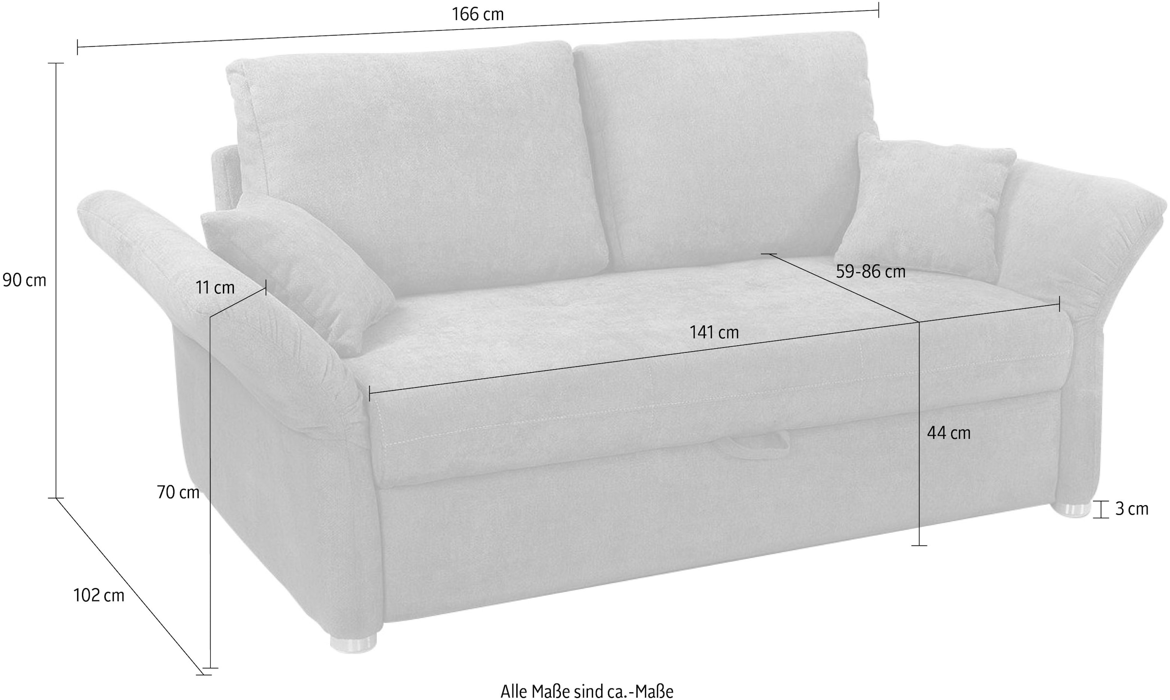 Jockenhöfer Gruppe Schlafsofa »Luca« inklusive Bettfunktion und Armlehnenverstellung, in 2 Breiten