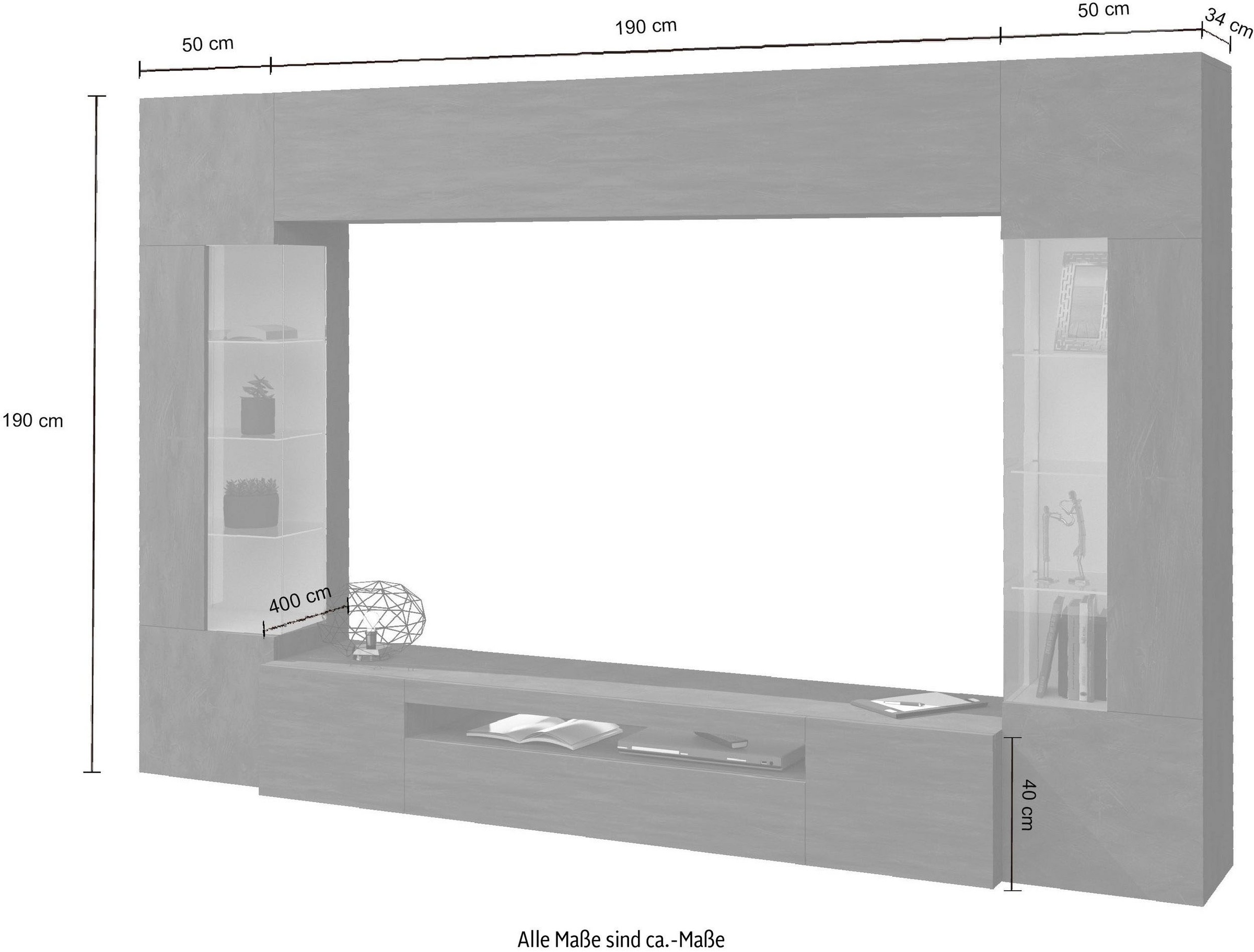 GOODproduct Meuble mural »New Egypt« Breite 290cm, 4 cuis tlg.