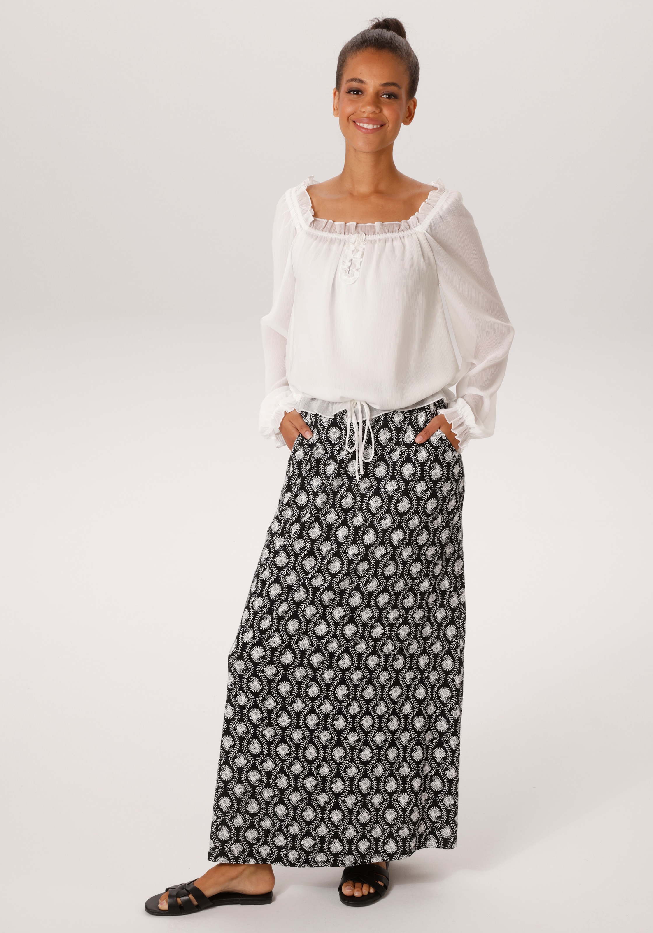 Aniston CASUAL Maxi jupe mit kontrastfarbigem Paisley-Muster - NEUE KOLLEKTION